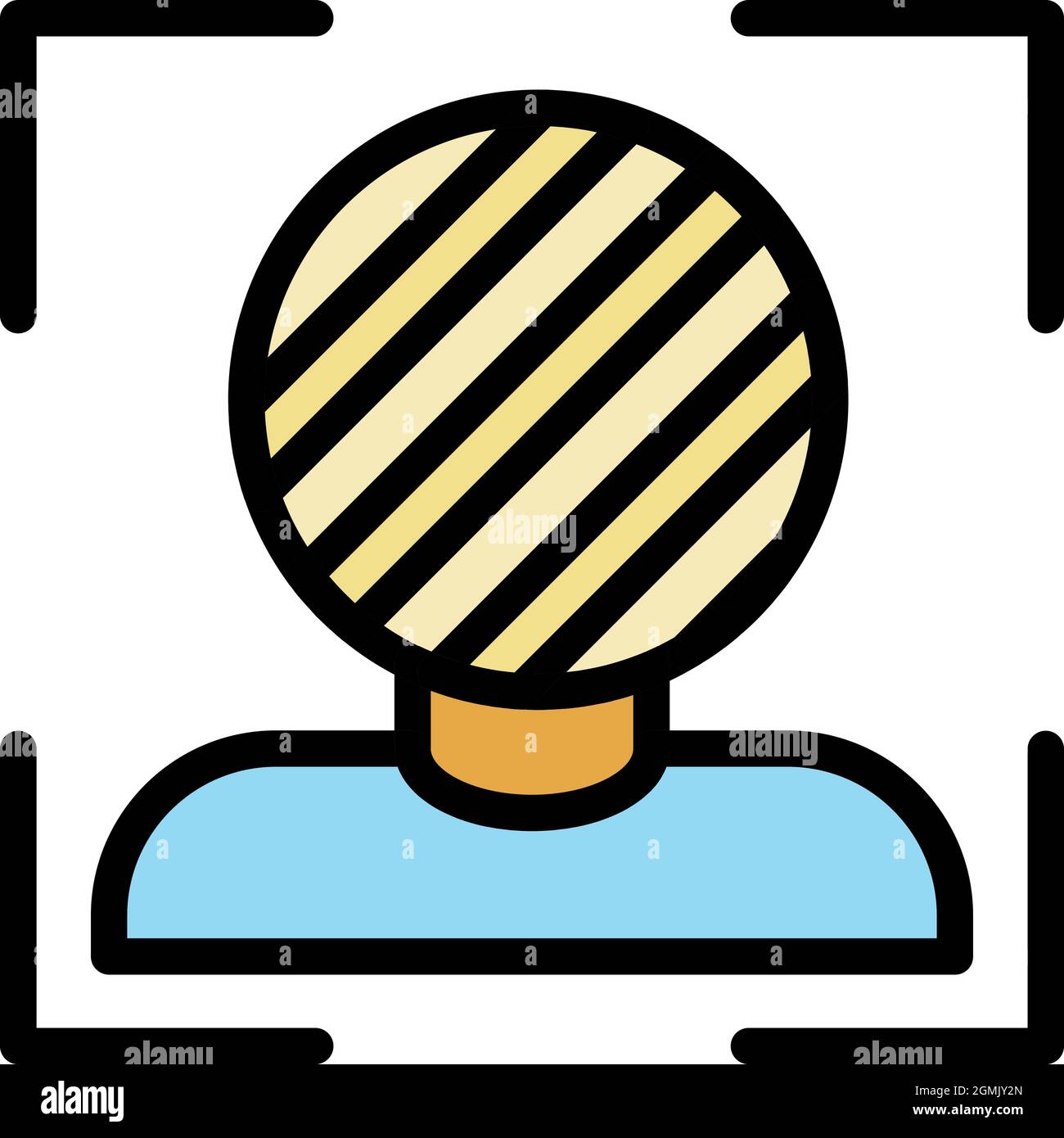 Face recognition on screen icon. Outline face recognition on screen vector icon color flat isolated Stock Vector