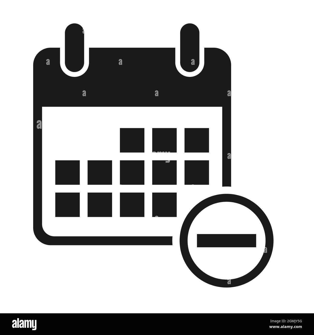 Calendar icon delete, date event symbol isolated on white background