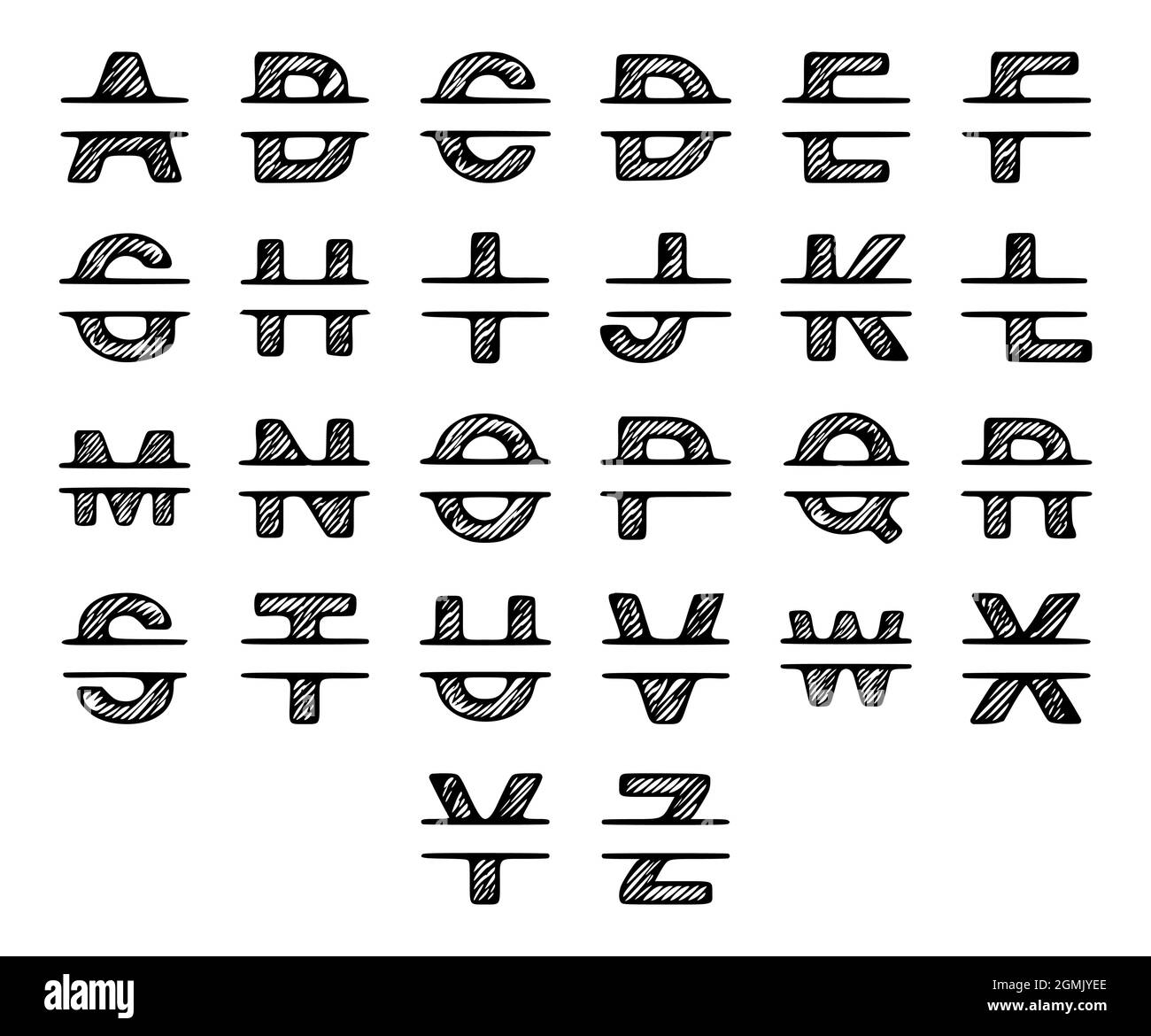 Letters name monogram set. Vector typography scribble design Stock ...