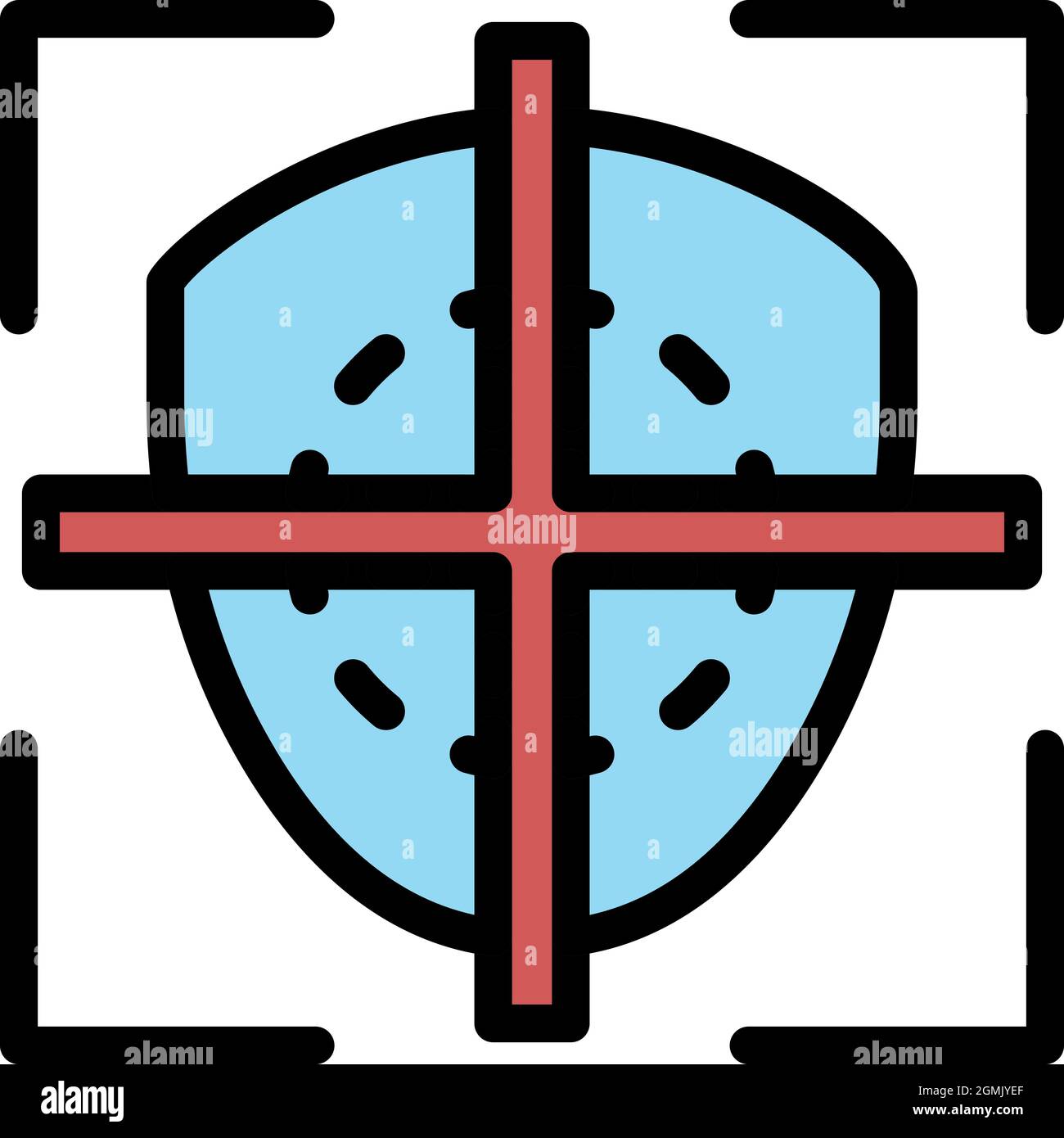 Face recognition sight icon. Outline face recognition sight vector icon color flat isolated Stock Vector
