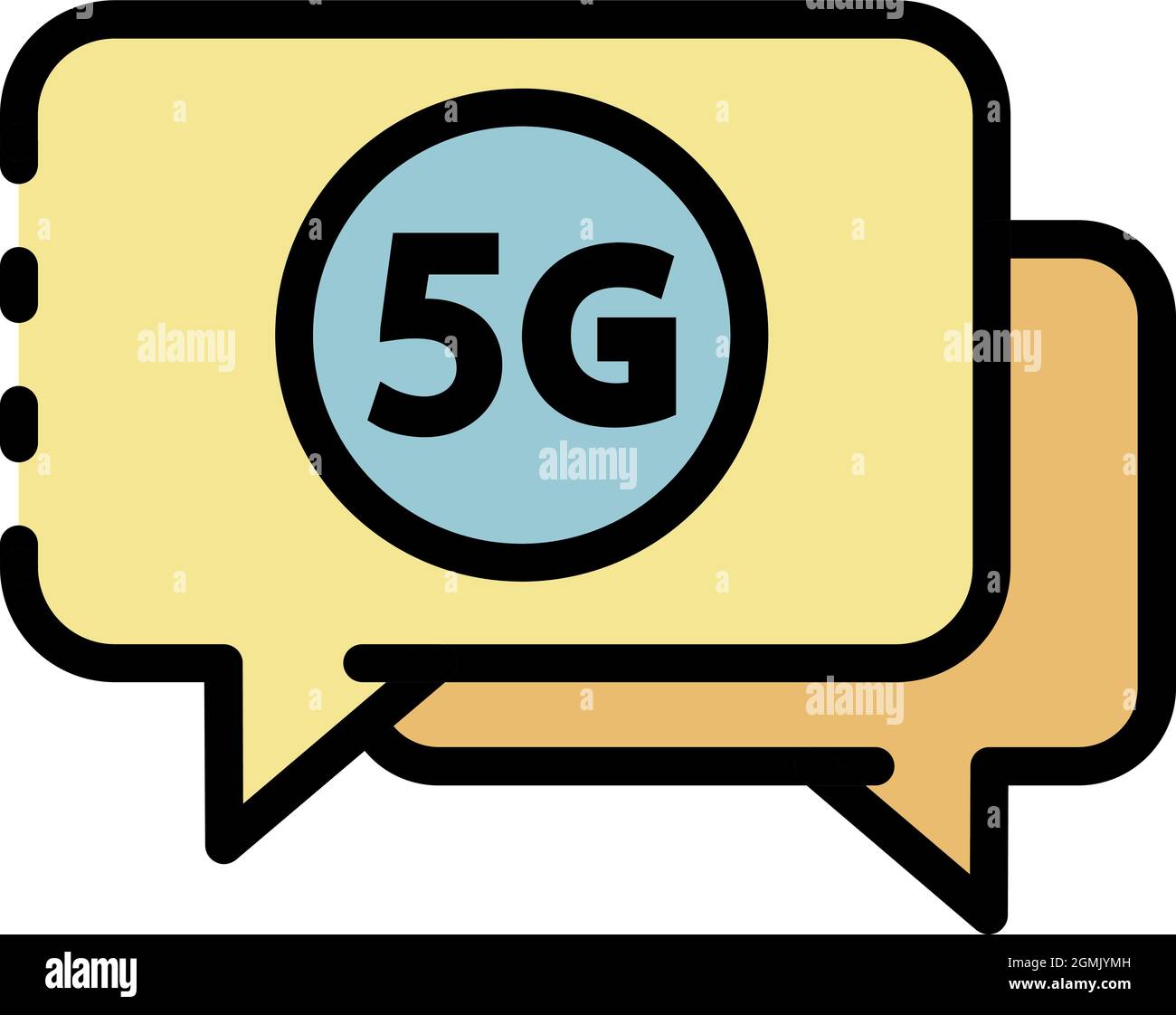 5G chat bubbles icon. Outline 5G chat bubbles vector icon color flat isolated Stock Vector