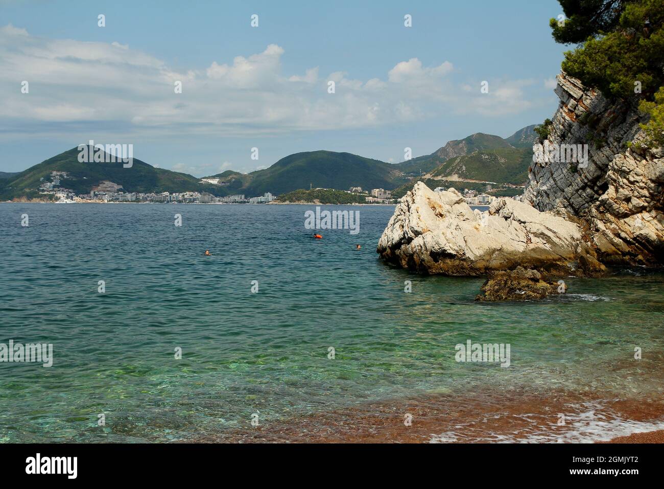 Adriatic coast in Montenegro near Sveti-Stefan island, Budva municipality. Stock Photo