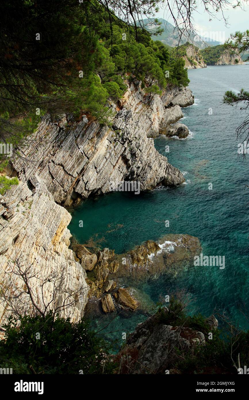 Adriatic seashore in Montenegro near Petrovac. Stock Photo