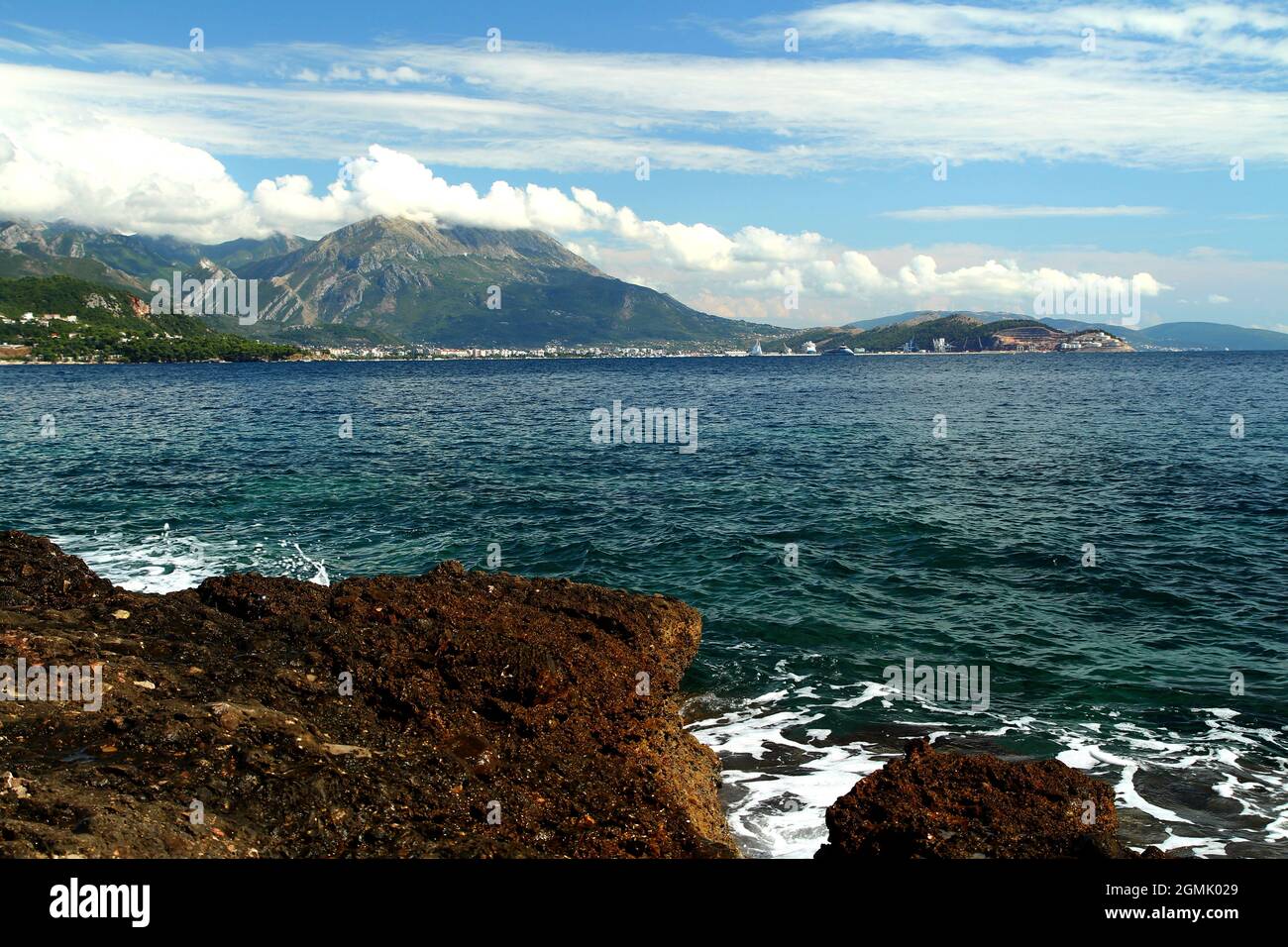 Adriatic coast in Sutomore, Montenegro. Stock Photo