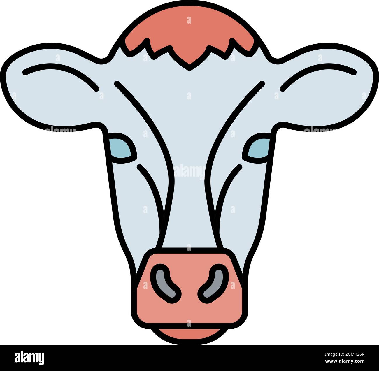 Cow head icon. Outline cow head vector icon color flat isolated Stock