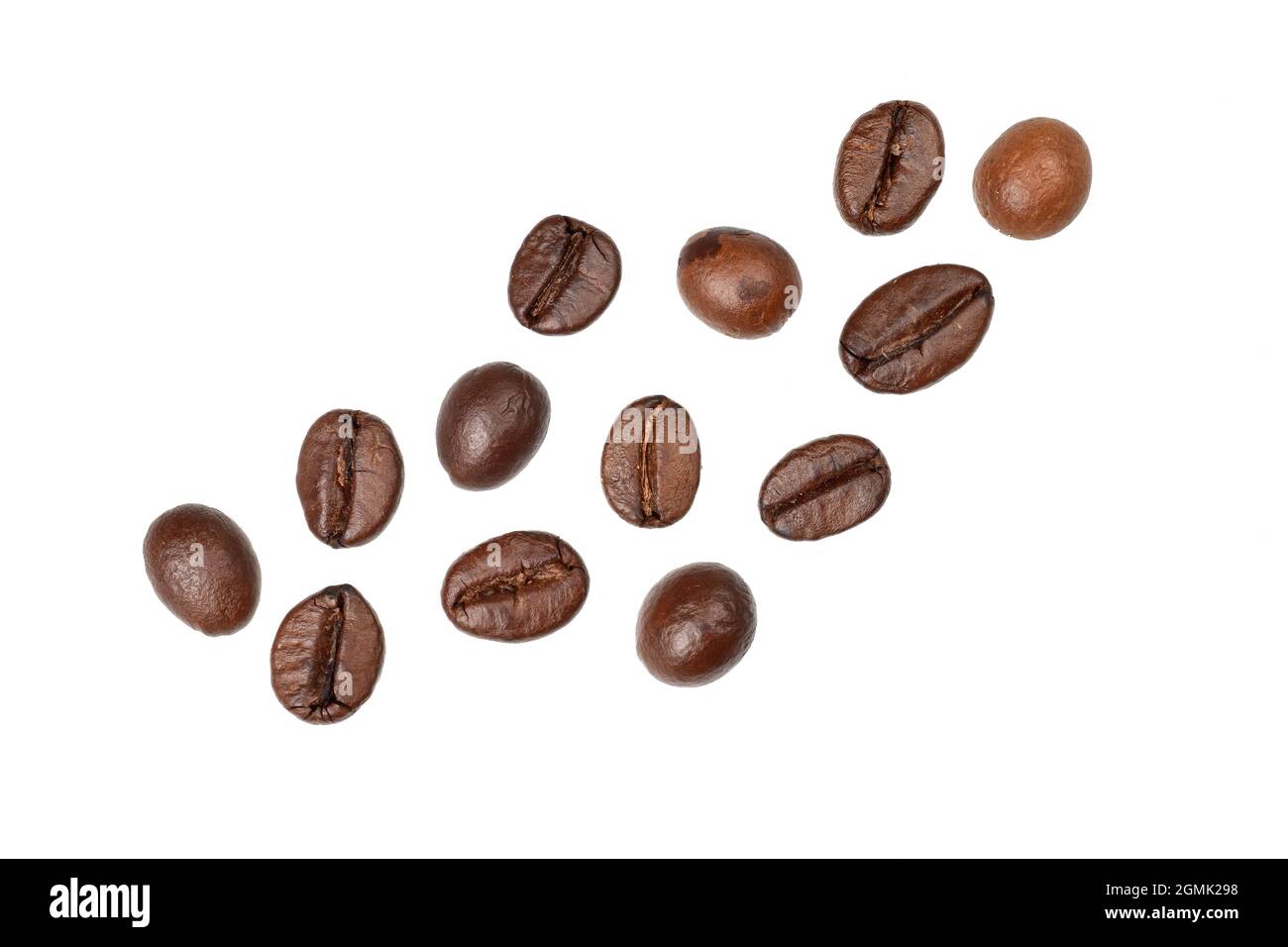 Top View of Roasted Coffee Beans Isolated on White Background with ...