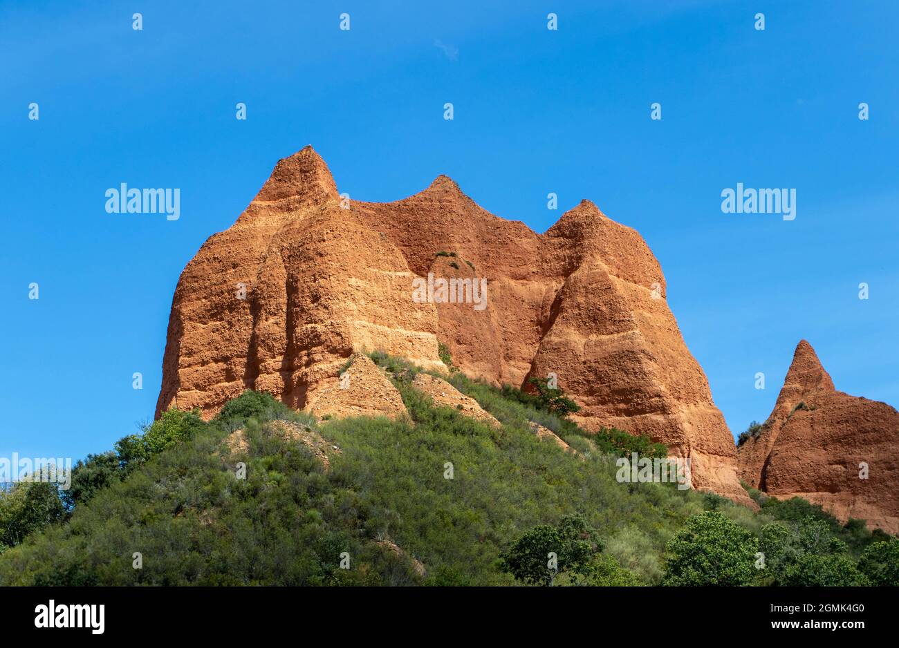 Impressive mountain formation at the Las Medulas historic gold mining site near the town of Ponferrada in the province of Leon, Castile and Leon, Spai Stock Photo