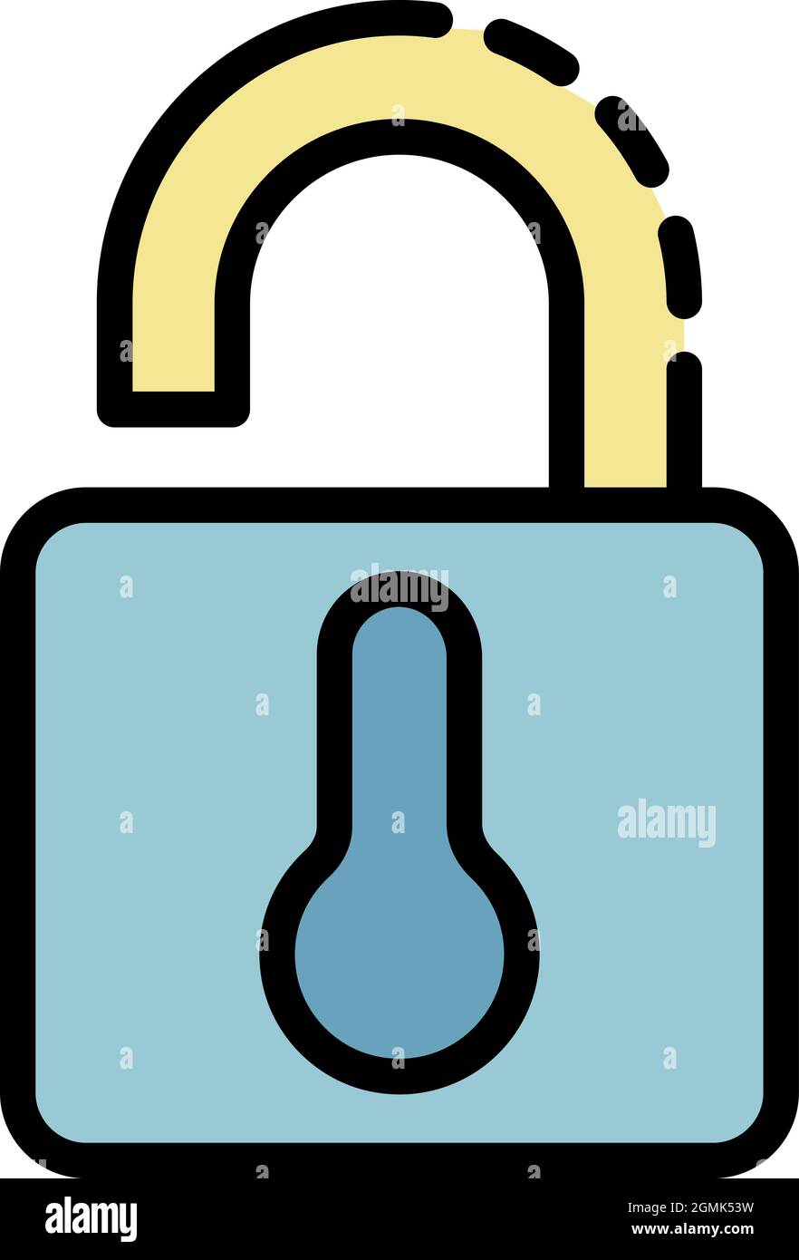 Open smart lock icon. Outline open smart lock vector icon color flat isolated Stock Vector