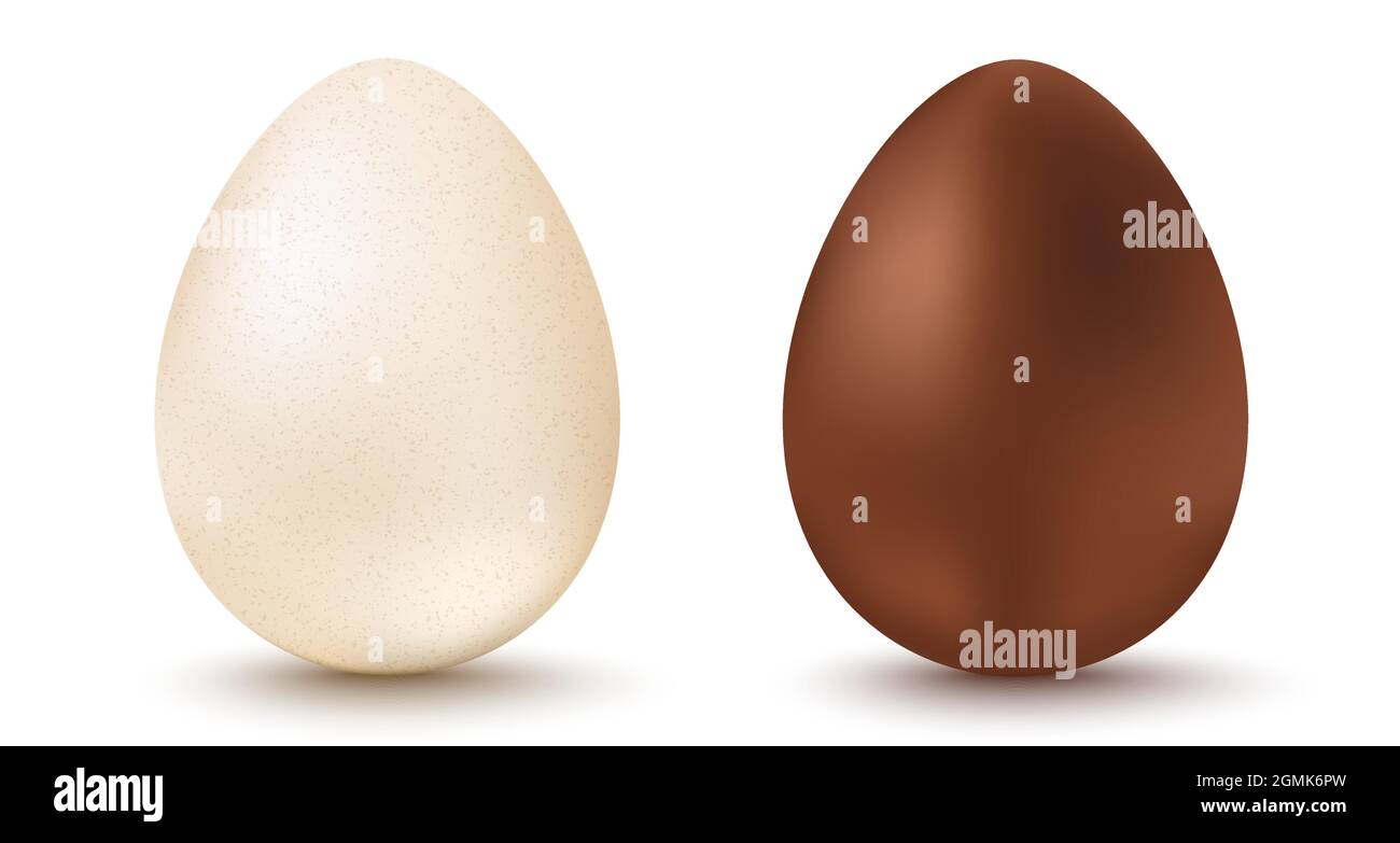 Vector set two eggs for Easter. White and chocolate eggs for Easter. Vector egg. Stock Vector