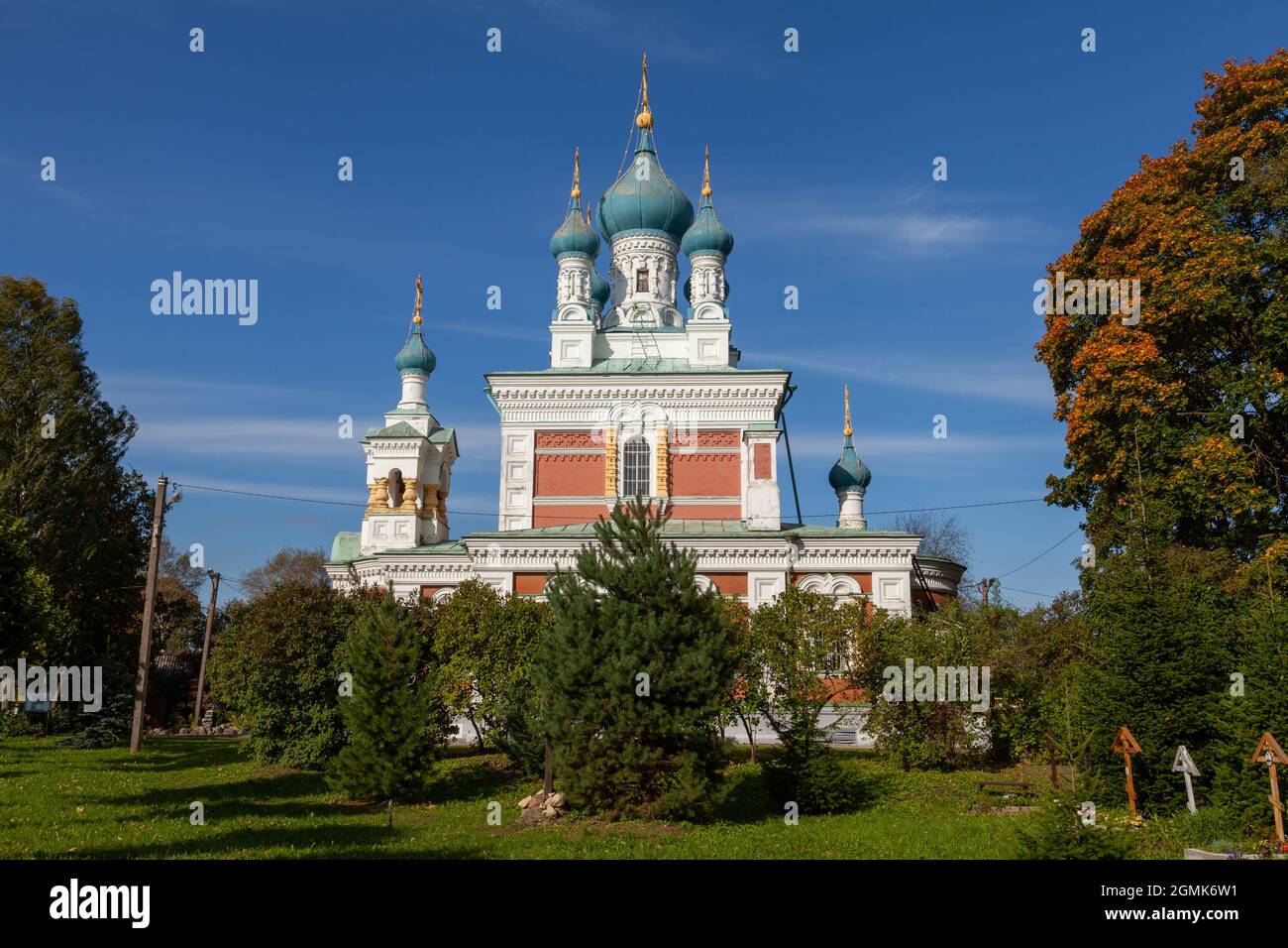 Church of the Intercession in Chasseur settlement, Marienburg, Gatchina, Leningrad Oblast, Russia. Stock Photo