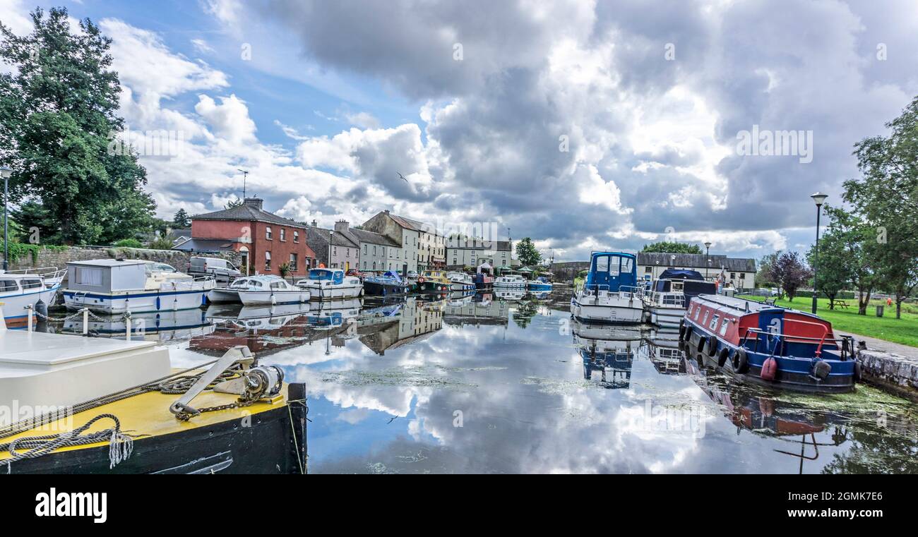 Richmond Harbour, on the Royal Canal in Longford, Ireland. It is located beside the 46th lock of the canal. Stock Photo