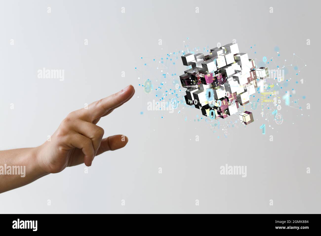 The concept of data security and cloud technology; a 3D rendering Stock ...