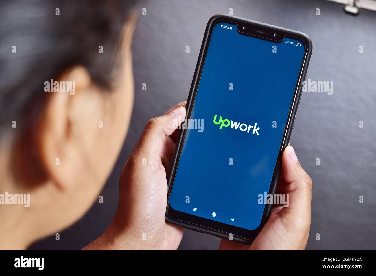 New Delhi, India, February 05, 2020: Upwork app on smartphone, online job portal for freelancer Stock Photo