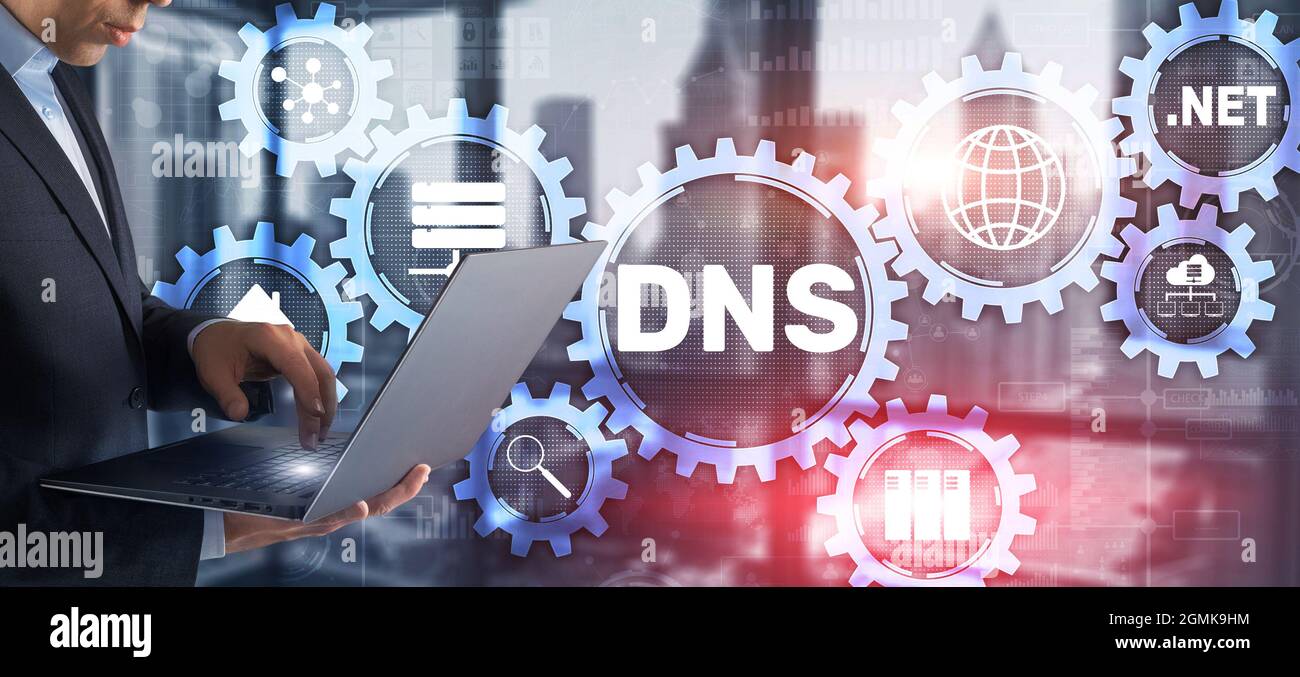 DNS Domain name System server concept. Mixed media Stock Photo - Alamy
