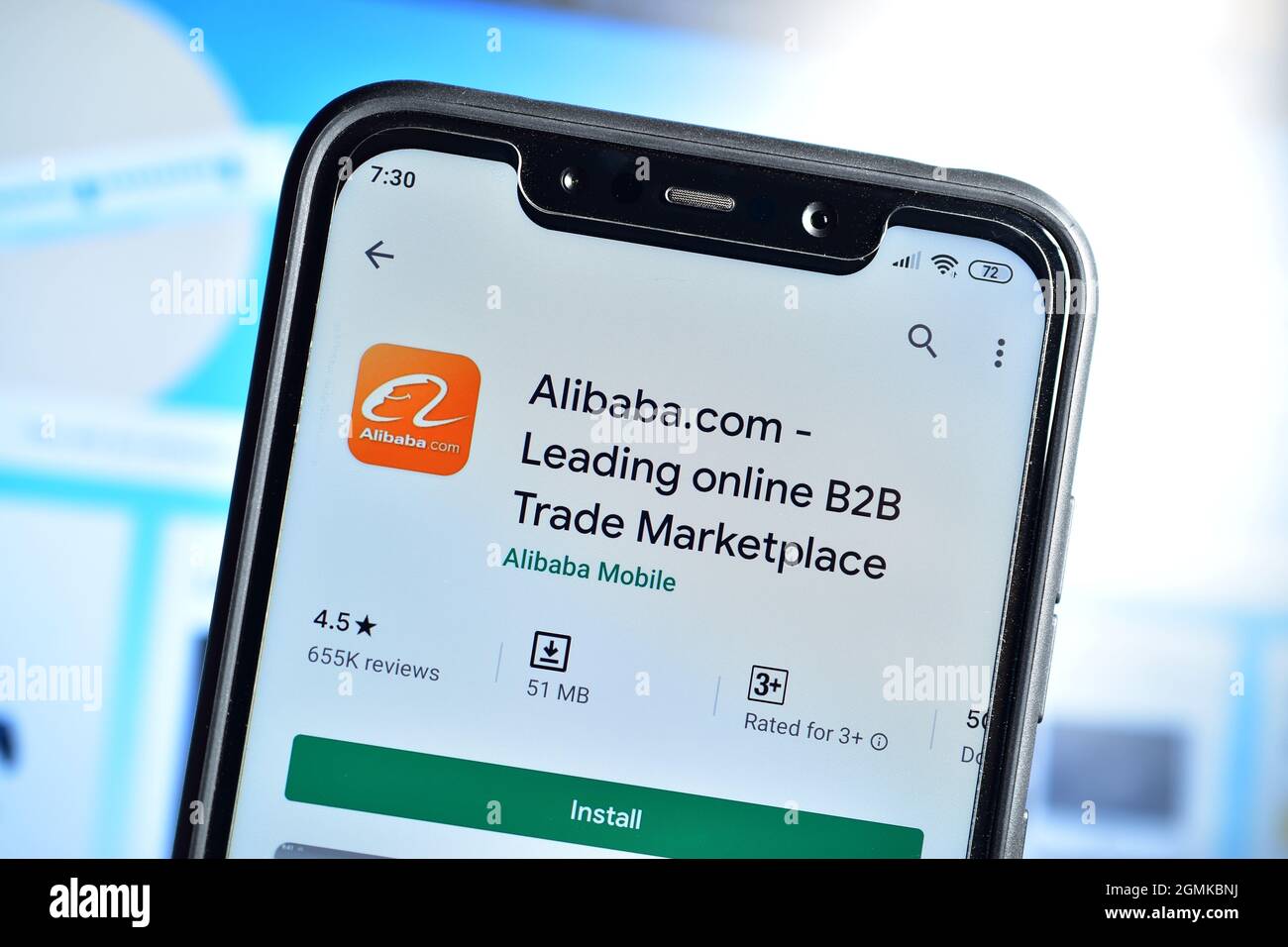 New Delhi, India - February 10, 2020: Alibaba Ecommerce Application on Smartphone, Biggest ecommerce app Alibaba Stock Photo