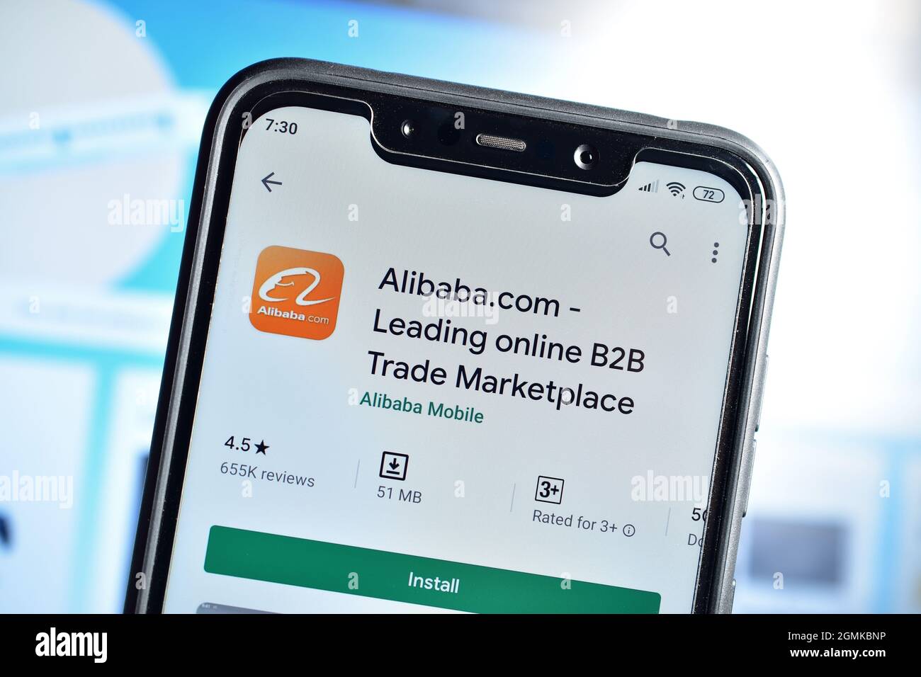 New Delhi, India - February 10, 2020: Alibaba.com application for online wholesale shopping Stock Photo