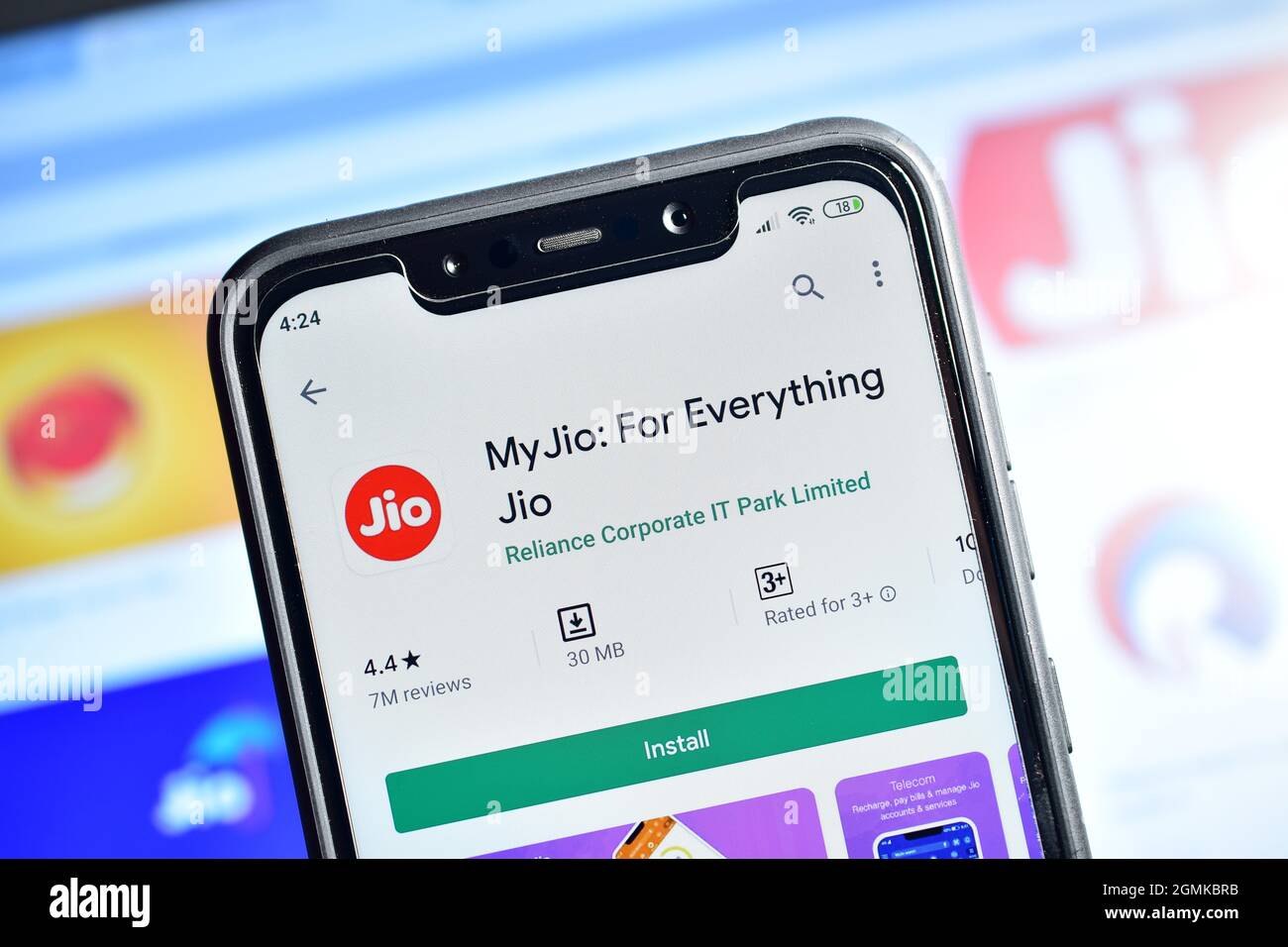 New Delhi, India - February 10, 2020: MyJio app on Smartphone Stock Photo