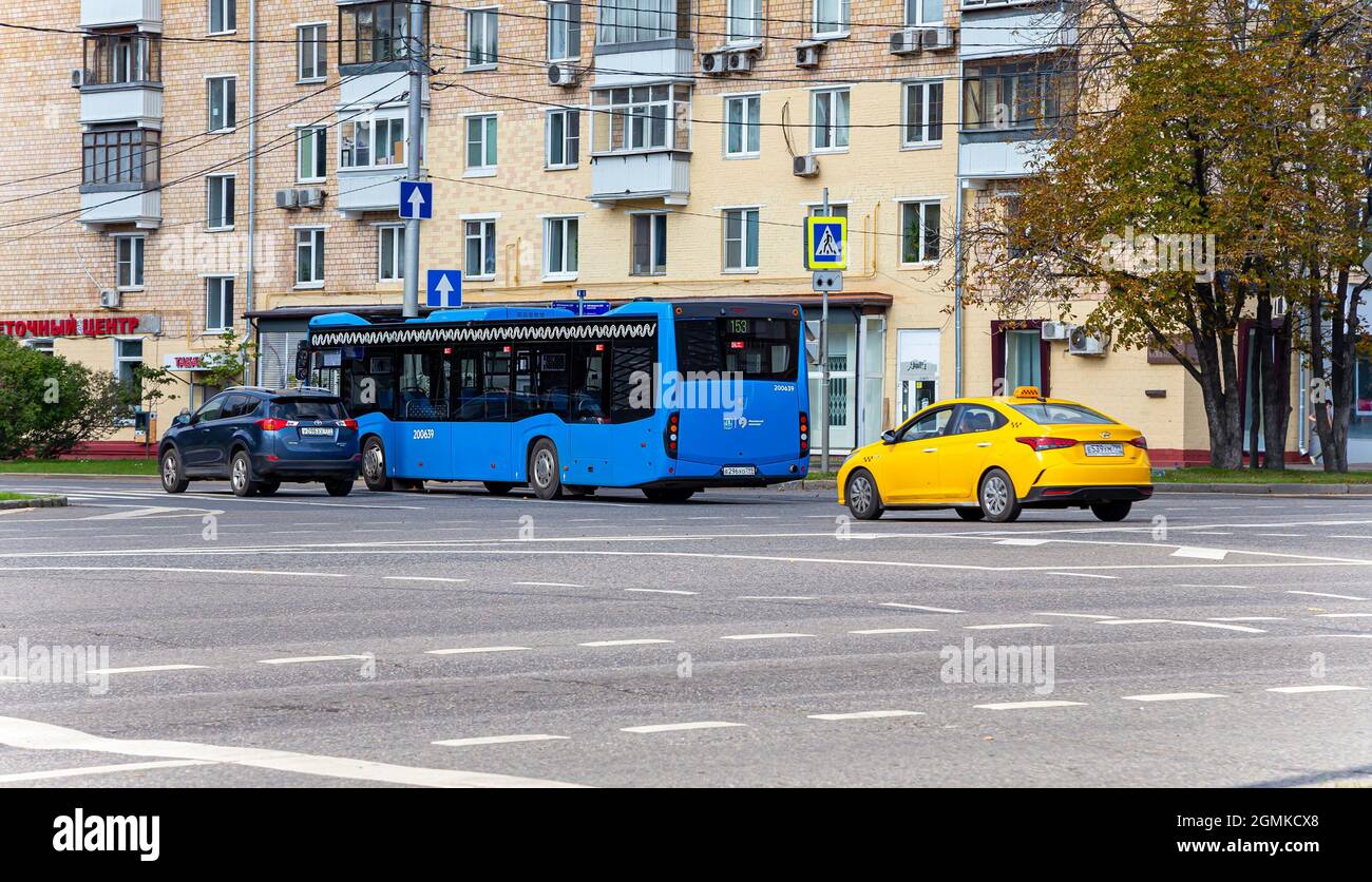 Bus In Russia The passenger bus goes along the route. Moscow, Russia Stock Photo - Alamy