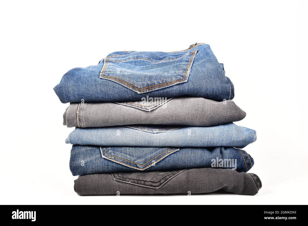 Stack of Folded Jeans Isolated on White Background with Clipping Path ...