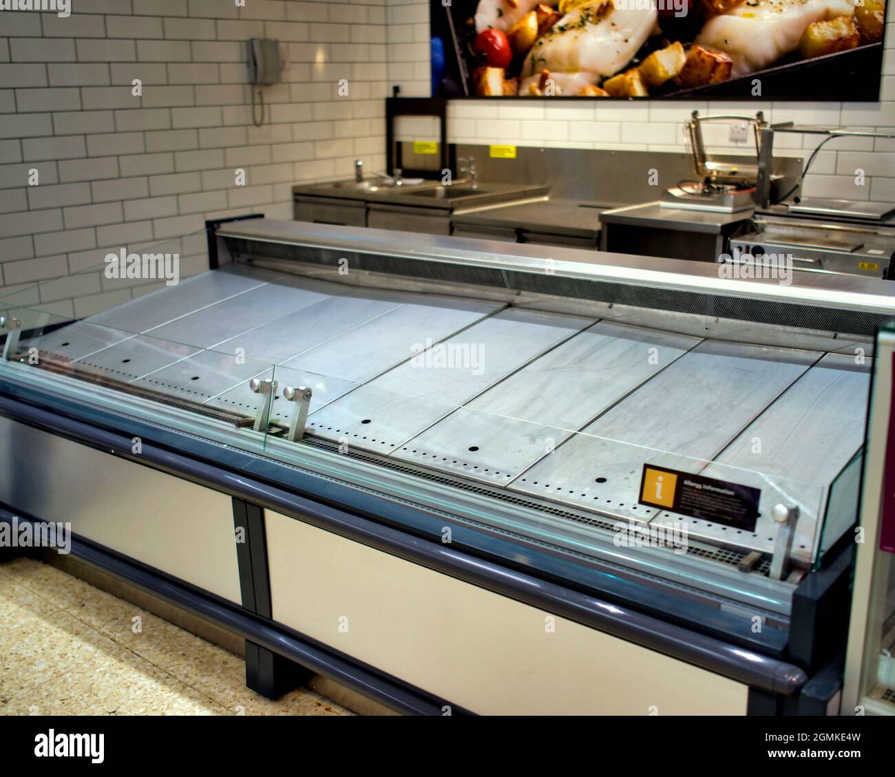 Glasgow, Scotland, UK 19th September, 2021. Empty fresh produce and meat shelves  in sainsburys as supply lines warnings promise long term shortages .Credit  Gerard Ferry/Alamy Live News Stock Photo