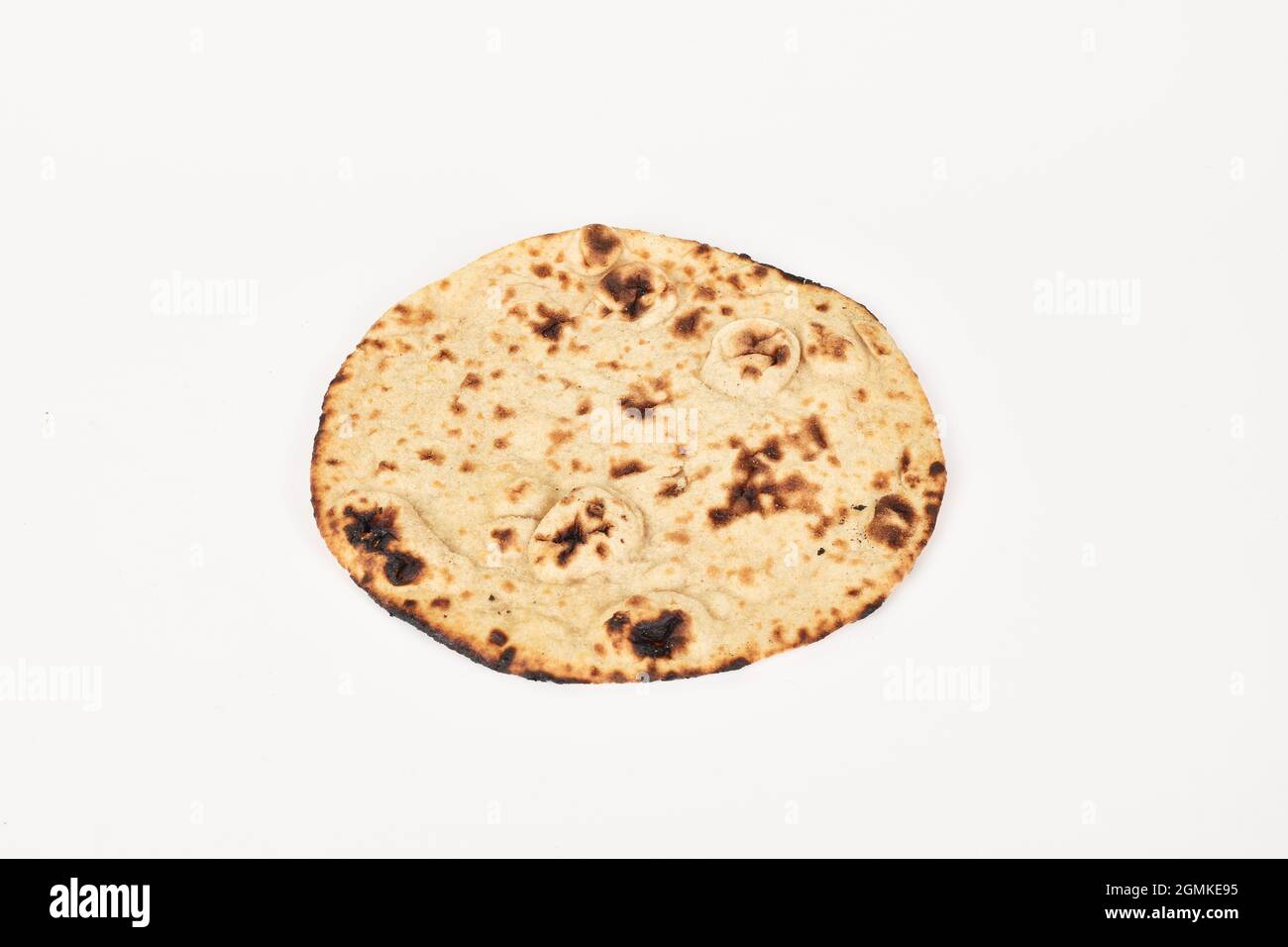 Tandoori Roti Isolated on White Background, Tandoori Bread or Tandoori Chapati Stock Photo