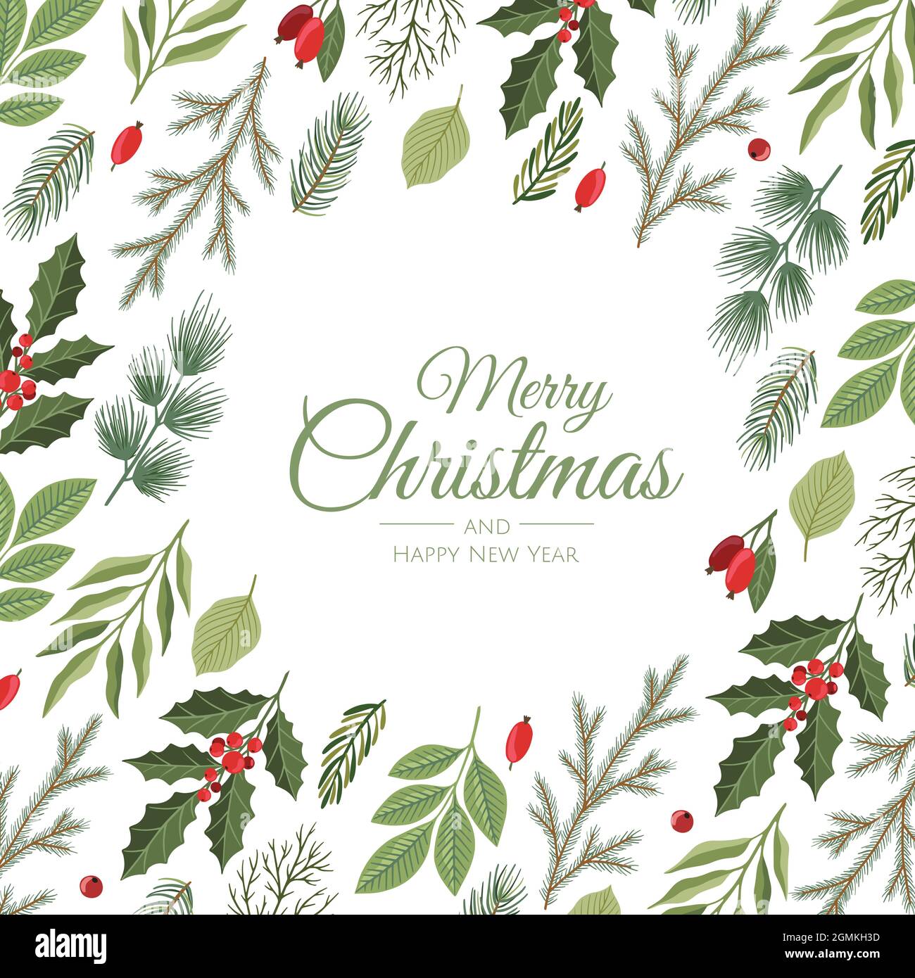 Winter holiday background. Border with Christmas tree branches and ...