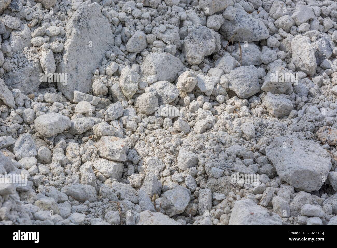 Granite ballast. Concept 'fall on stony ground', warnings ignored. etc. Small stones, leave no stone unturned metaphor. Also search for life on Mars. Stock Photo