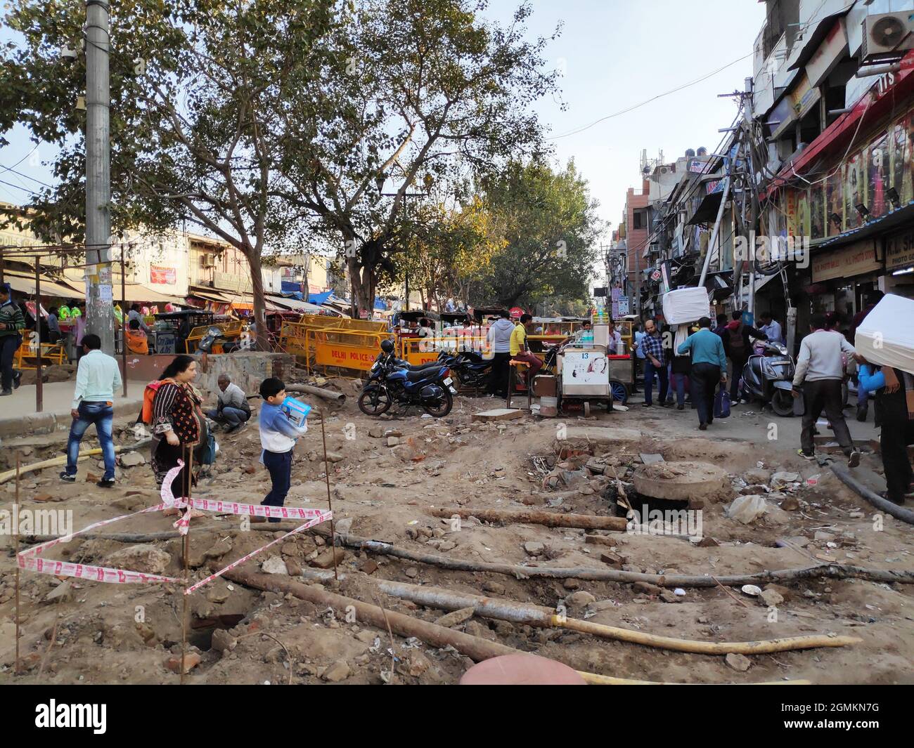 New Delhi, India, 25 December 2020 Water Pipe Line Construction at