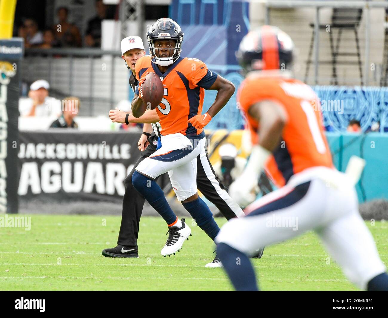 Denver Broncos linebacker Bradley Chubb (55) in action during an NFL  football game against the Jacksonville Jaguars at Wembley Stadium in  London, Sunday, Oct. 30, 2022. The Denver Broncos defeated the Jacksonville