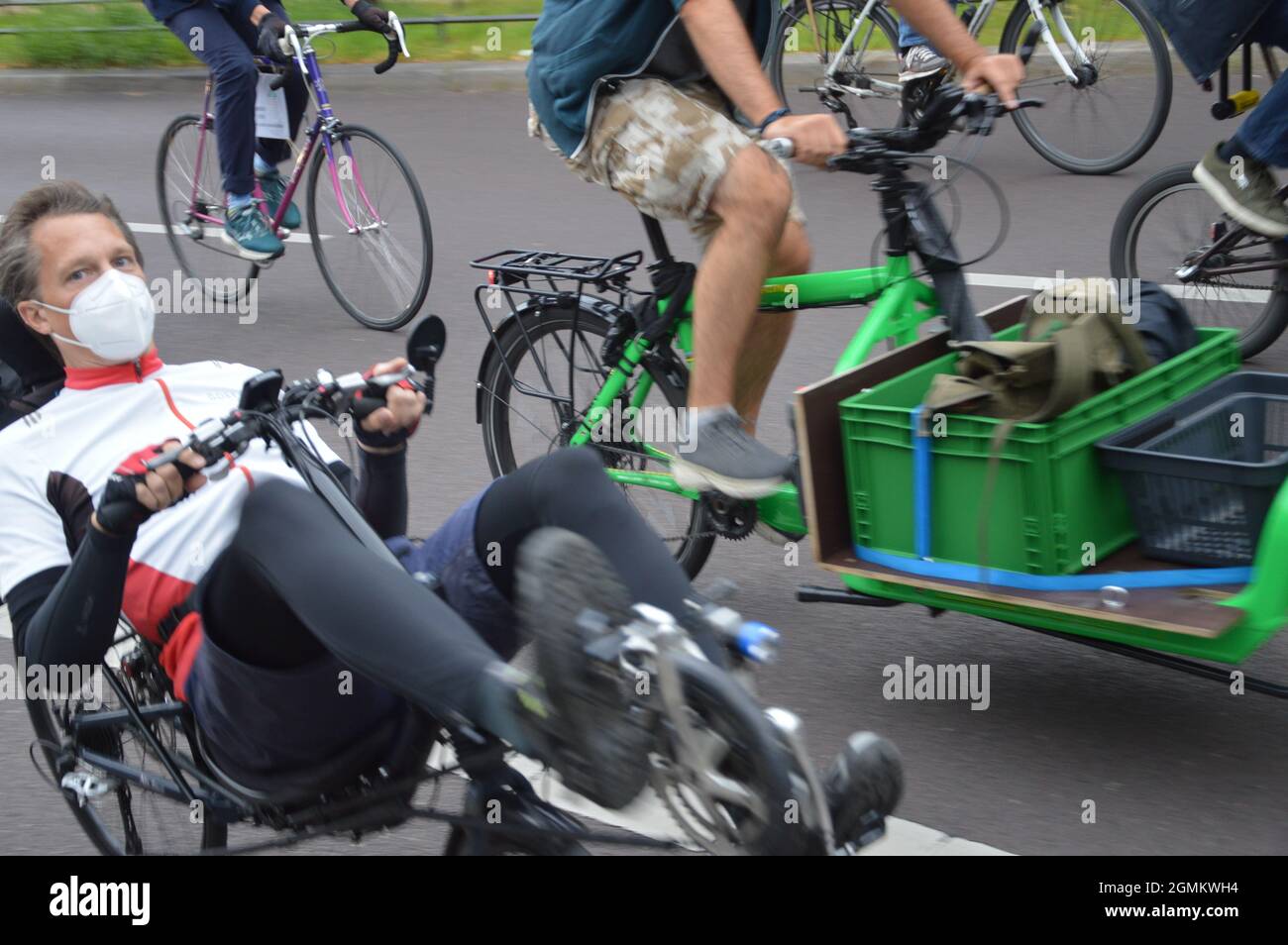 Bicycle demonstration in Prenzlauer Berg, Berlin, Germany - September 19, 2021. Stock Photo