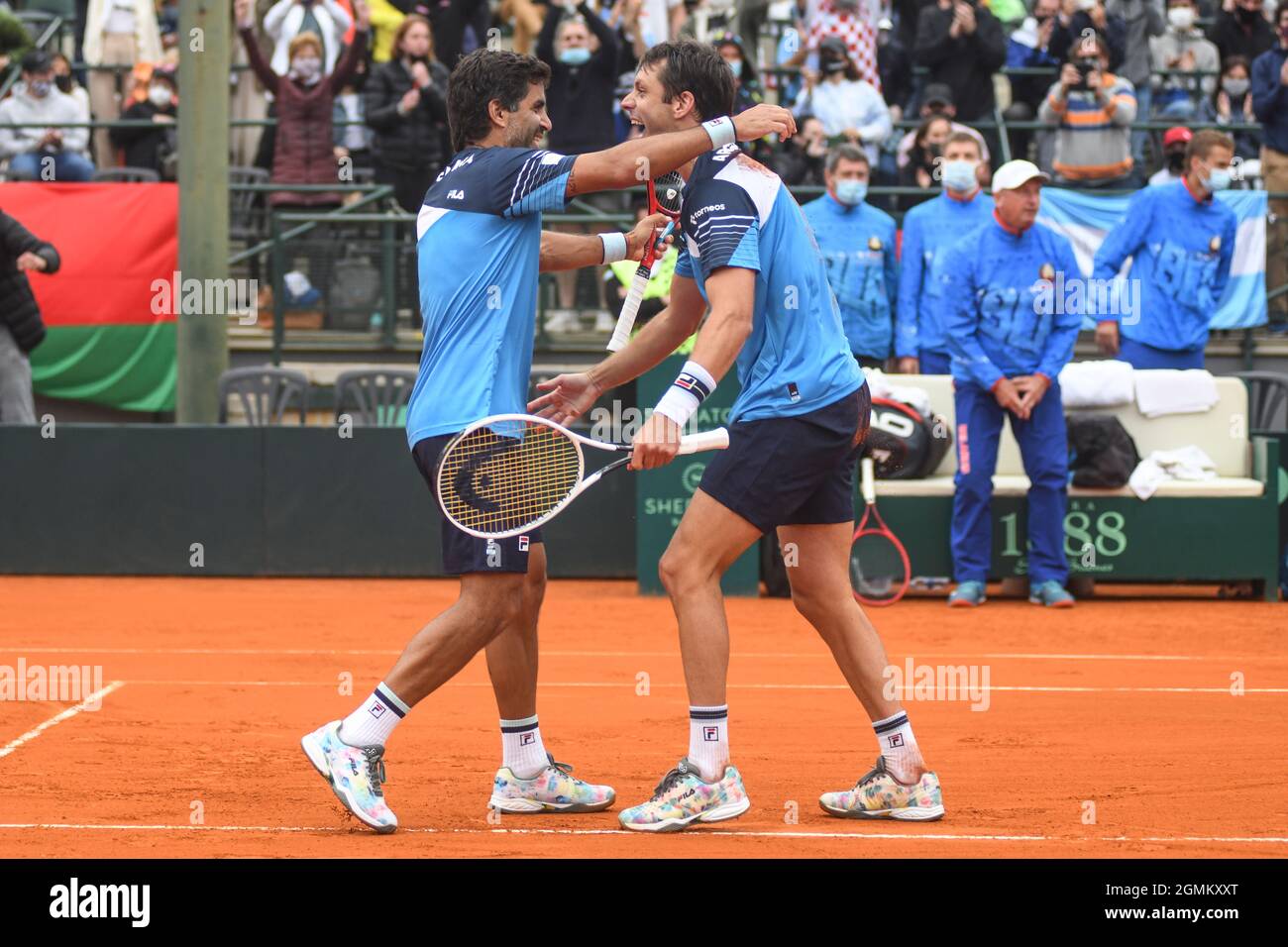 Davis Cup (Buenos Aires): Doubles couple Horacio Zeballos and Maximiliano González (Argentina) against Belarus Stock Photo
