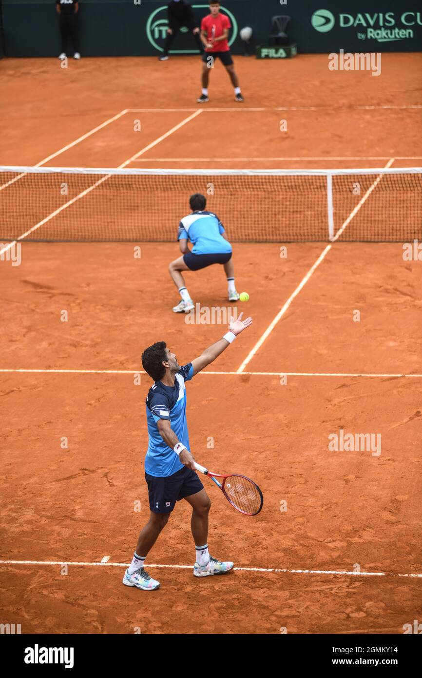 Davis Cup (Buenos Aires): Doubles couple Horacio Zeballos and Maximiliano González (Argentina) against Belarus Stock Photo
