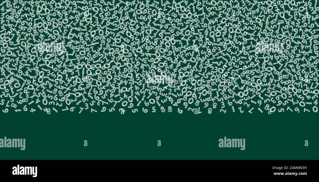 Falling handdrawn chalk numbers. Math study concept with flying digits ...