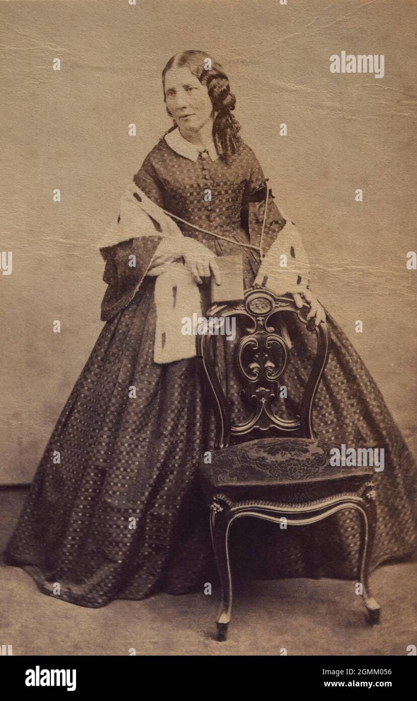 Harriet Beecher Stowe (1811-1896), American author and abolitionist, full-length Portrait, 1865 Stock Photo