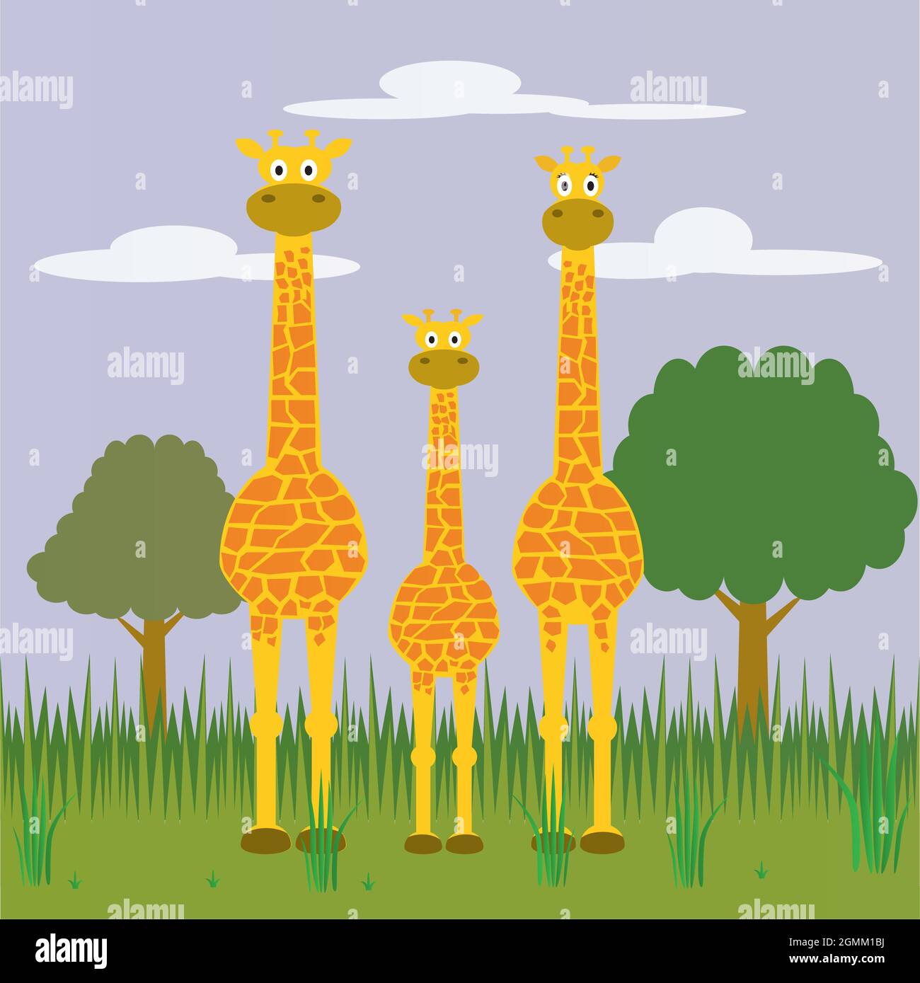The African savanna is the best place for this giraffe family despite the difficulties of this African savanna Stock Photo