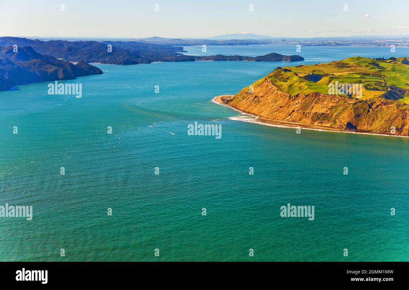 AerialAwhitu PeninsulaManukau Heads Stock Photo Alamy