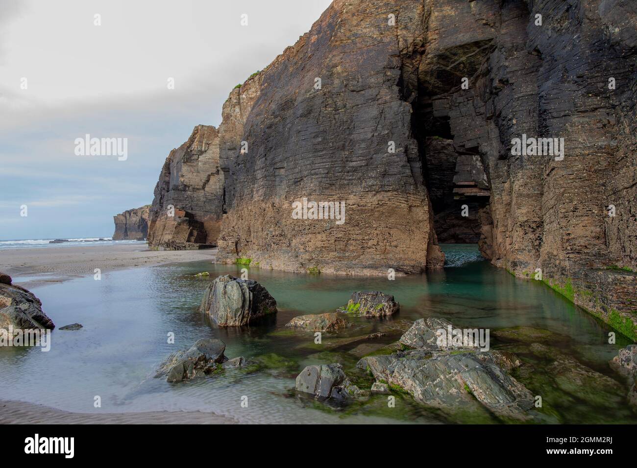 The beautiful rocks formations of the Cathedrals beach. Lugo, Galicia, Spain Stock Photo