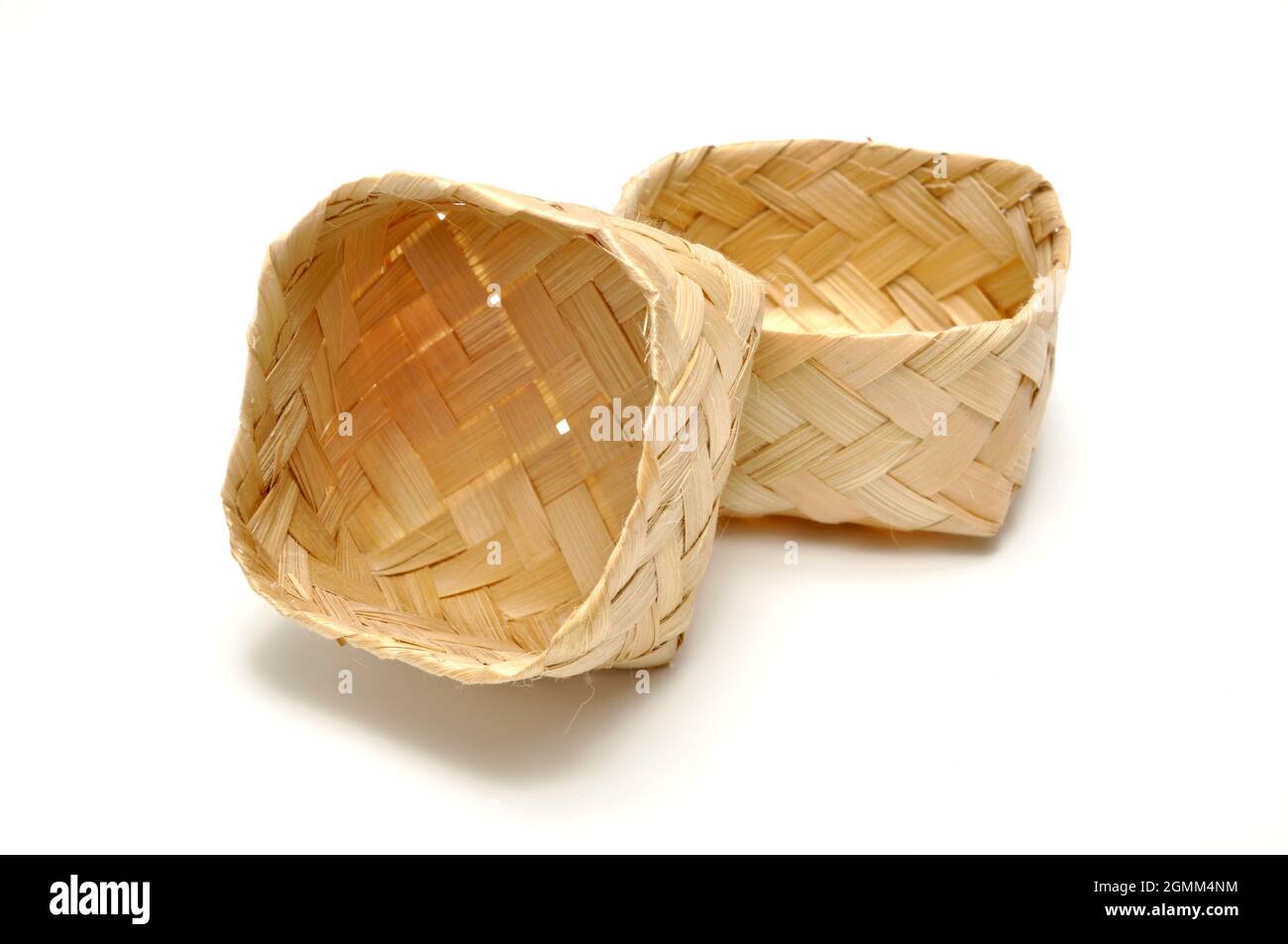 Traditional containers made of bamboo white background studio shoot ...