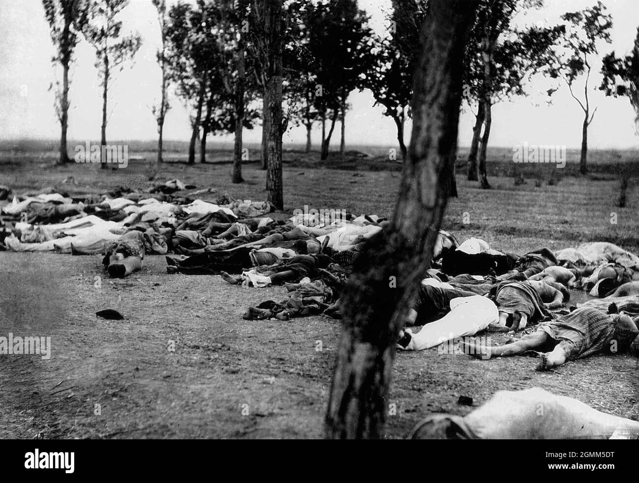 Bodies lie by the roadside during the Armenian genocide of 1915 Stock Photo
