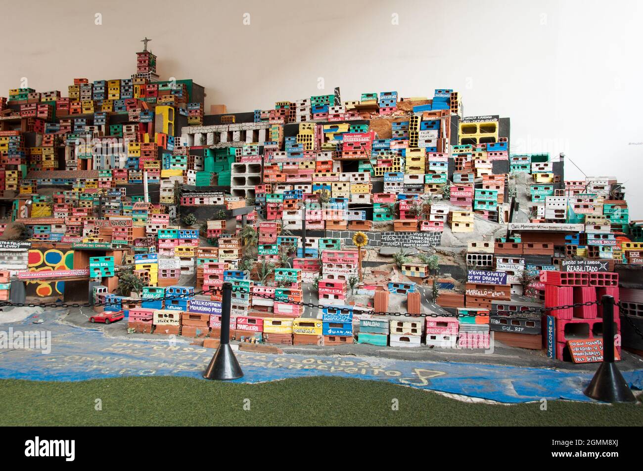 RIO DE JANEIRO, BRAZIL - JUNE 1, 2016:  Miniature depiction of a colorful favela community, part of the Projeto Morrinho social project. Stock Photo