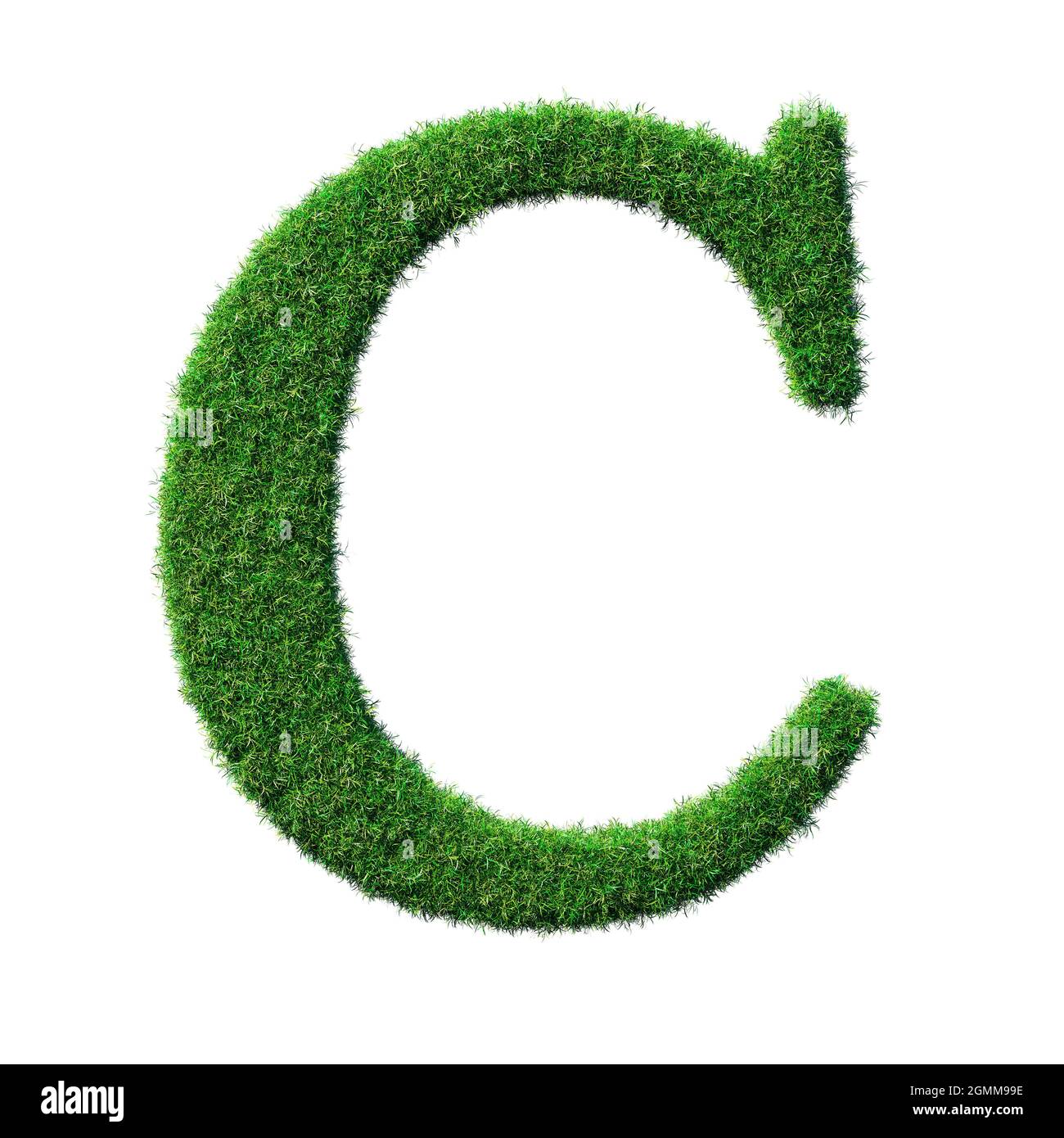 Letter C made of green grass isolated on white Background 3D-Illustration - Part of a series Stock Photo