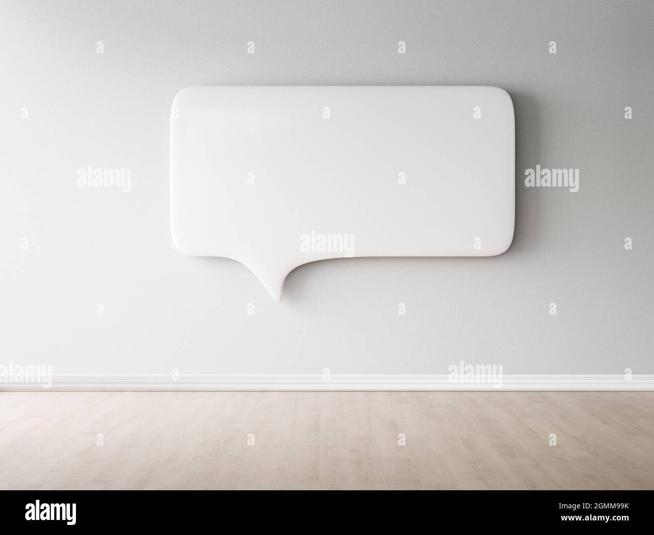Empy loft style with speech bubble over blank wall background wit a lot of copy space for text. 3d-Illustration Stock Photo