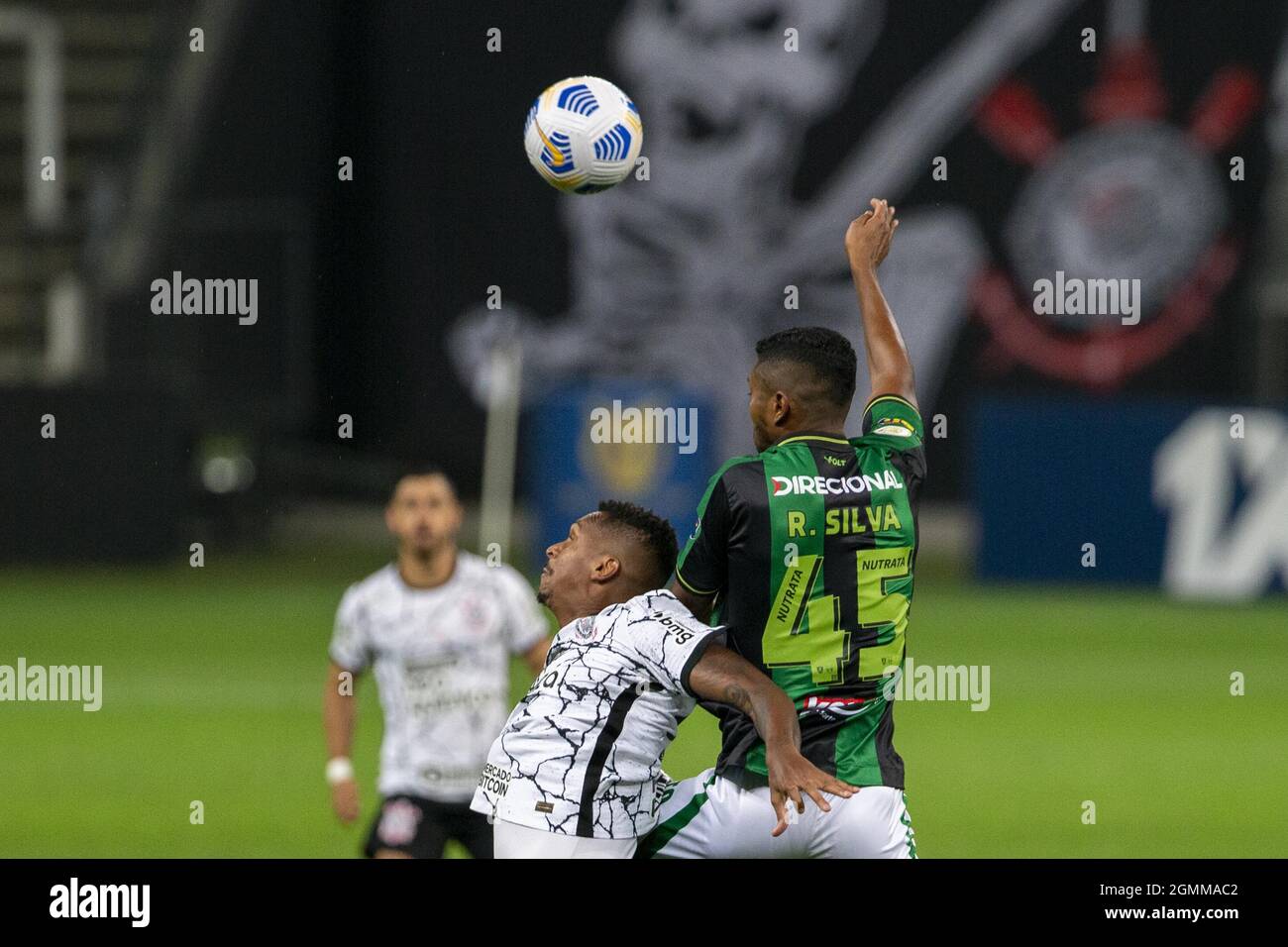 Action during the Campeonato Brasileiro Serie A football match between Corinthians x America Mineiro at the Neo Quimica Arena in Sao Paulo, Brazil