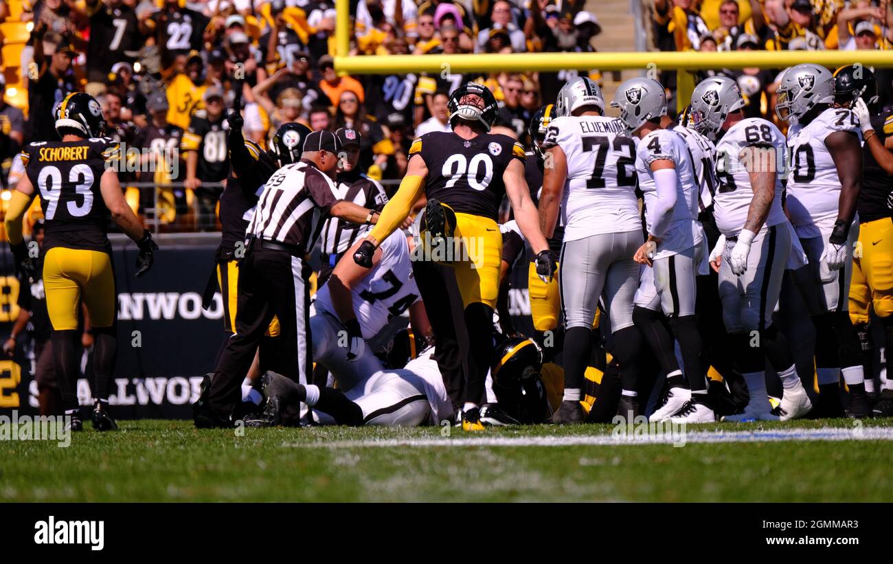 September 19th, 2021: T.J. Watt #90 during the Pittsburgh Steelers vs Las  Vegas Raiders game at Heinz Field in Pittsburgh, PA. Jason Pohuski/CSM  Stock Photo - Alamy