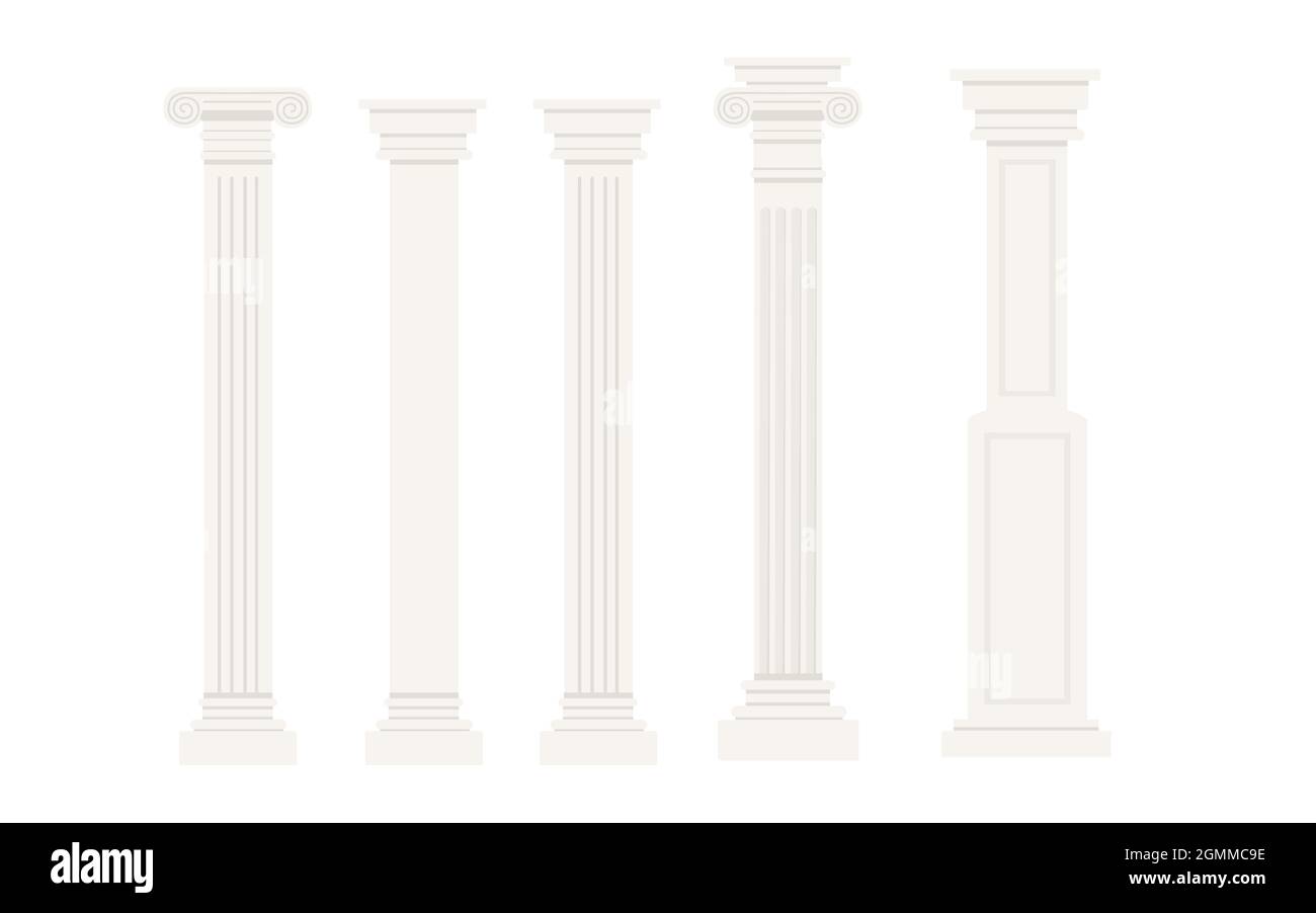 Set of ancient roman and greece white columns vector illustration on ...