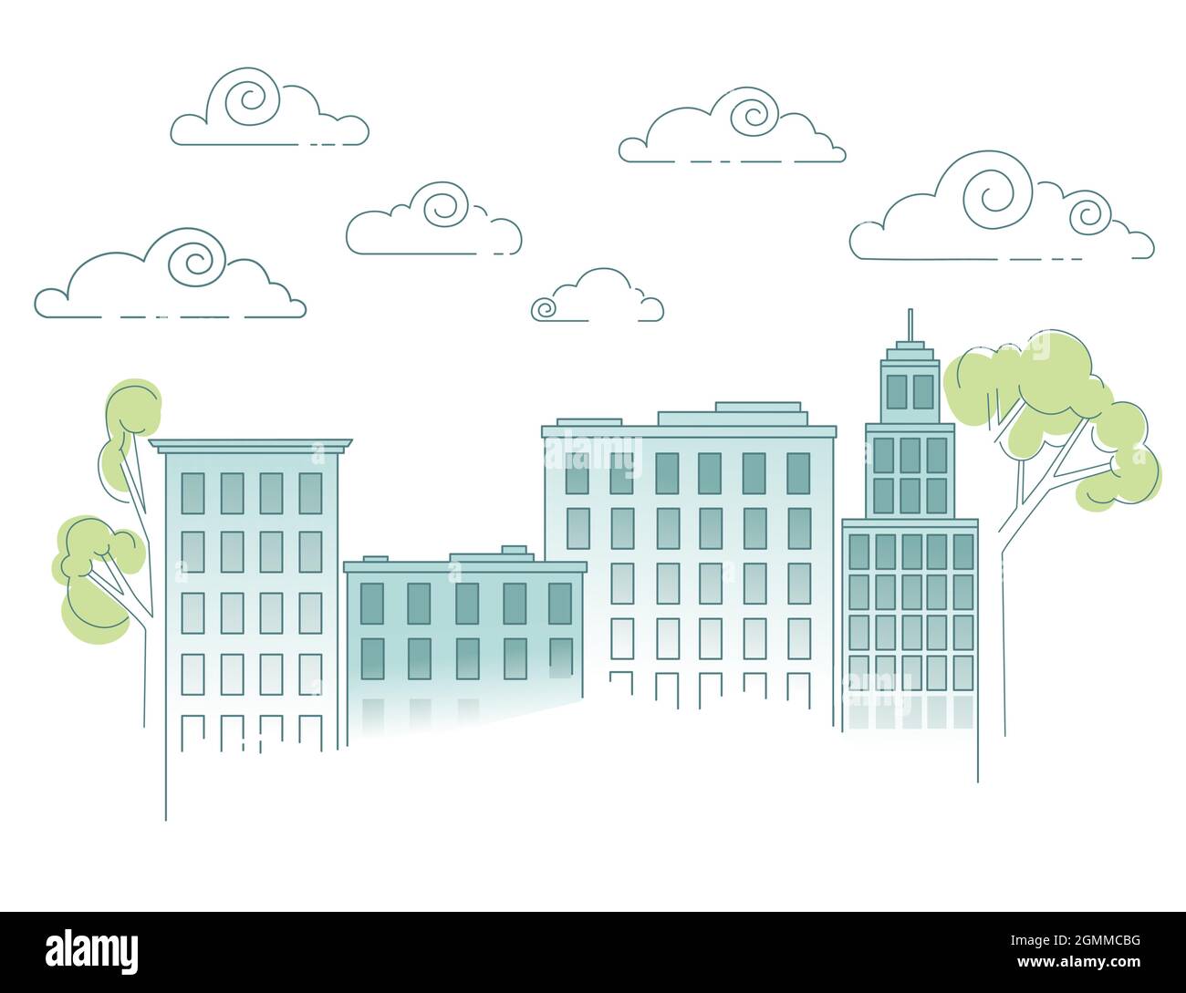 Modern City Megalopolis View Skyscraper Cityscape Vector Illustration ...