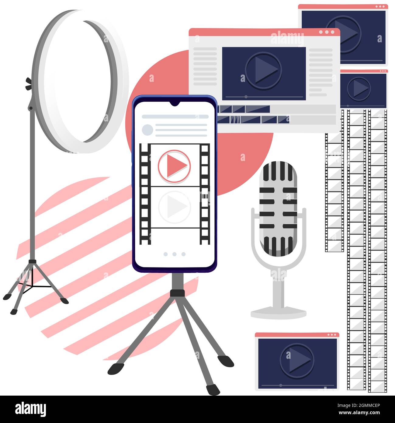 Seamless pattern or film production cinematography concept media player ...