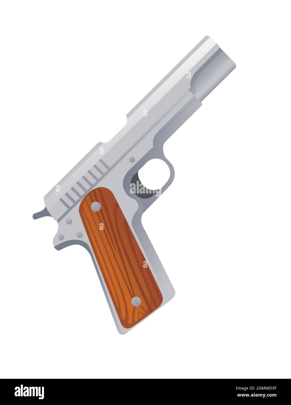 Modern handgun pistol Colt 1911 vector illustration on white background Stock Vector