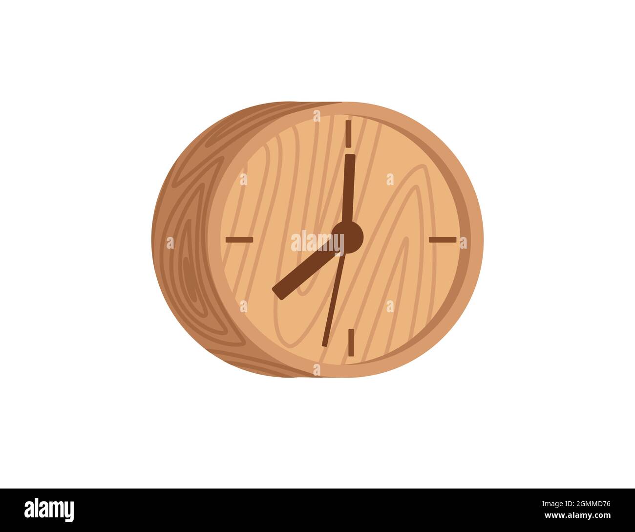 Old fashioned full wooden table clock mechanical watch vector ...