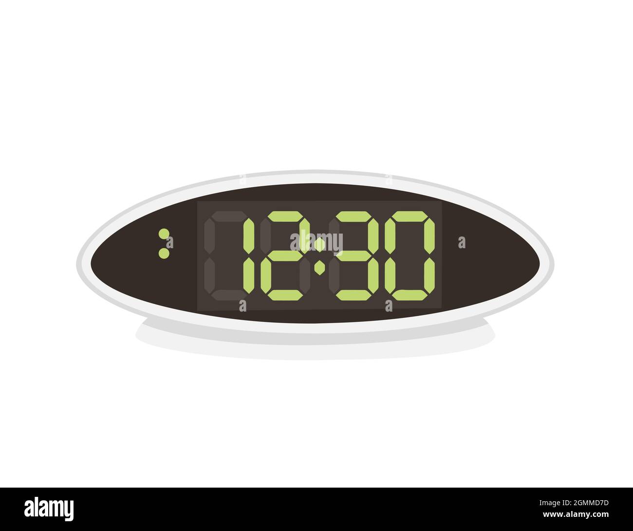 Modern alarm clock with digital display and green numbers vector illustration on white background Stock Vector